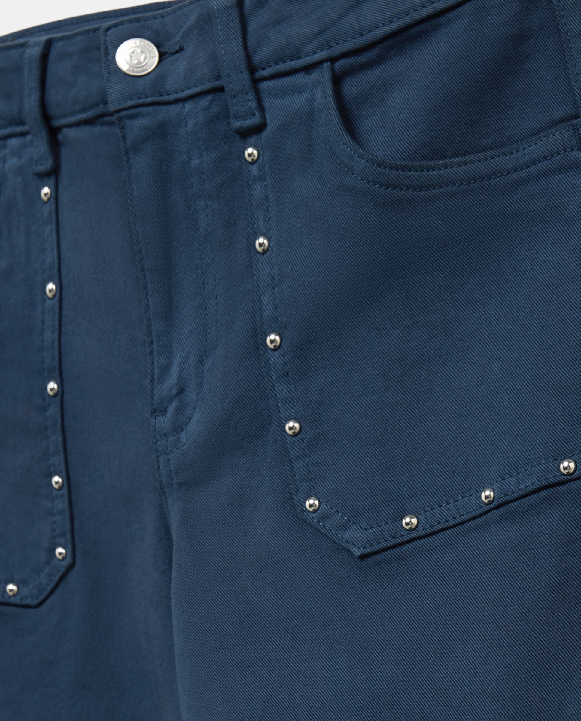 Pantalón recto liso de algodón de mujer - Green Coast - 820 Gris medio Azul marino-5