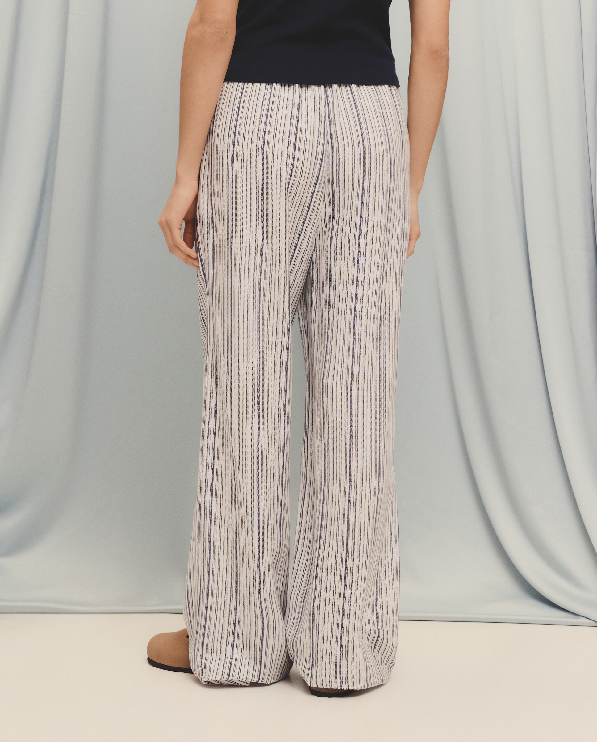 Imagen 3 de Pantalón ancho de mujer con cordón - Green Coast - 120 Crudo Azul pálido