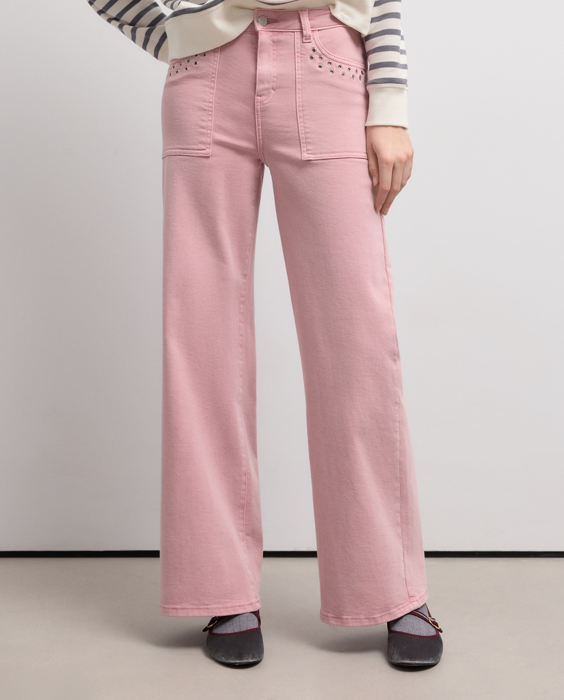 Calças Wide Leg com Ilhós 220 Rosa Pálido-2