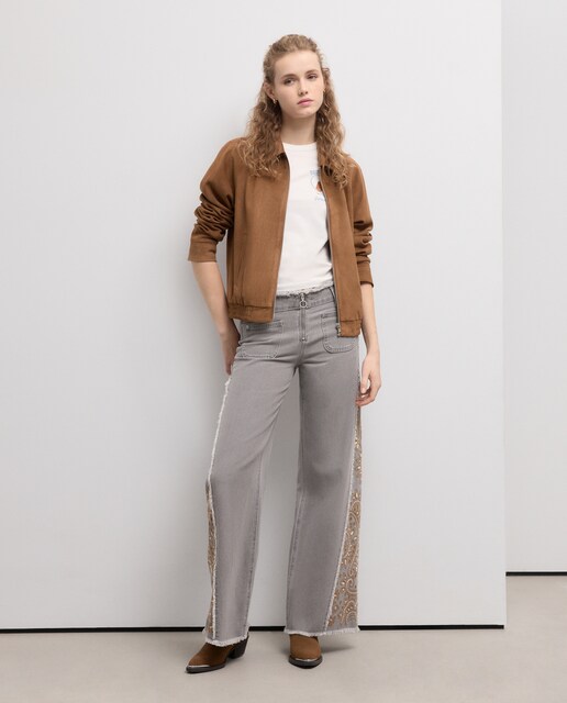 Pantalón de algodón liso de mujer