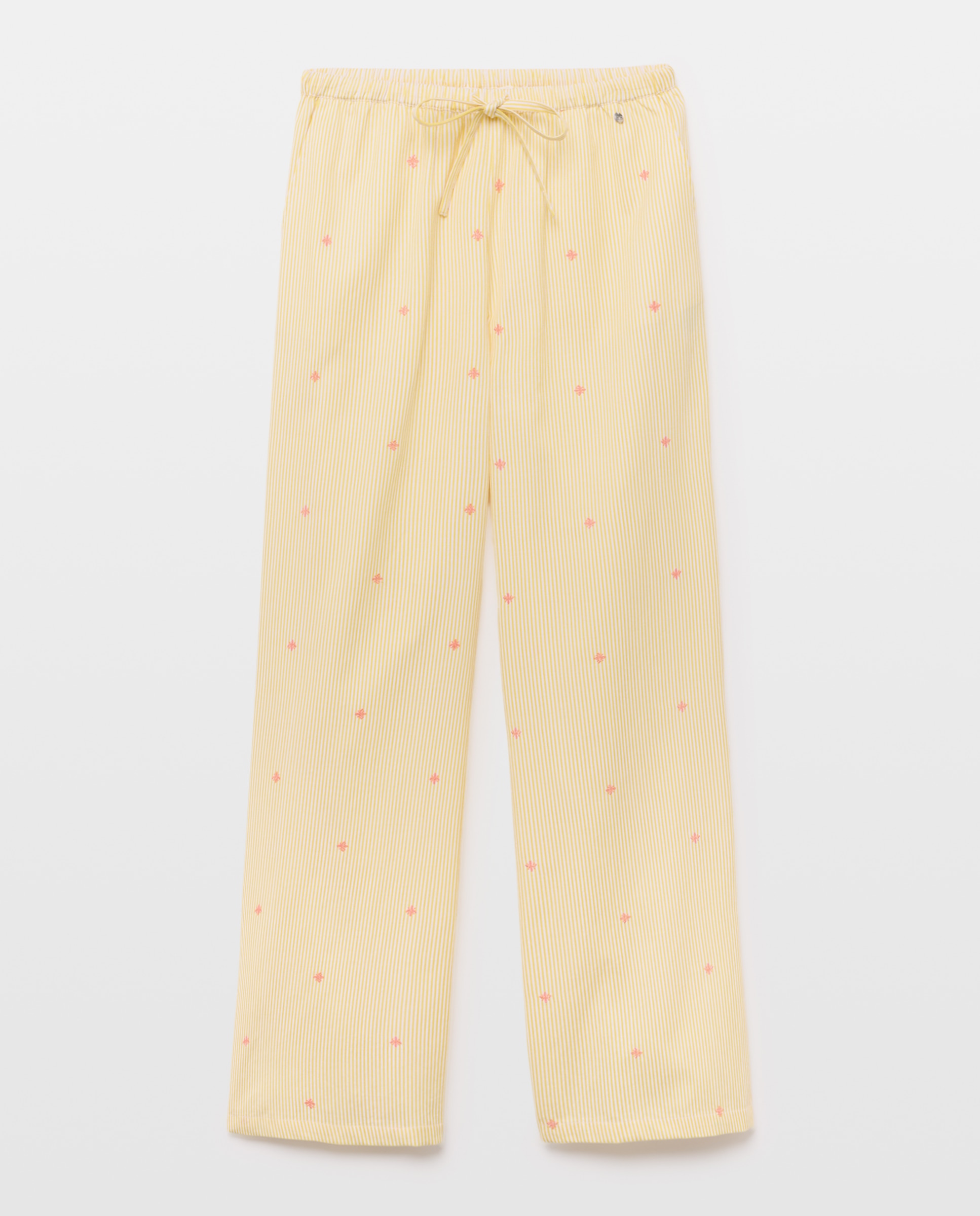 Imagen 4 de Pantalón ancho de mujer con rayas bordado - Green Coast - 310 Amarillo claro 310 Amarillo claro