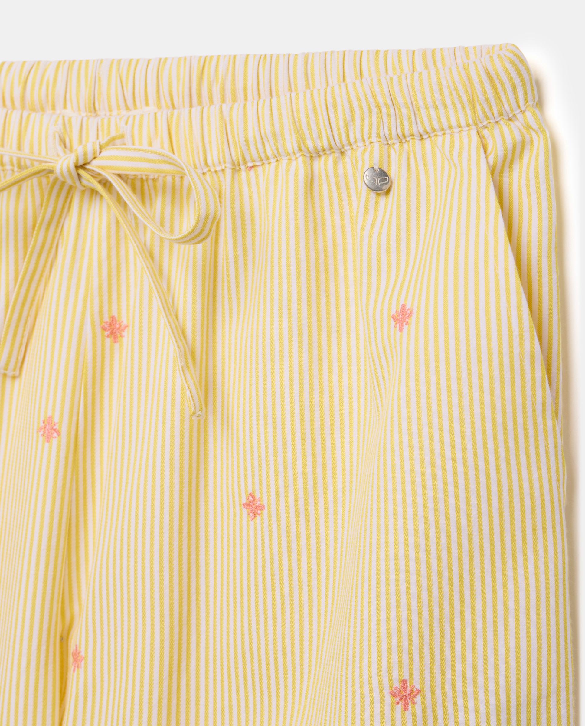 Imagen 5 de Pantalón ancho de mujer con rayas bordado - Green Coast - 310 Amarillo claro 310 Amarillo claro