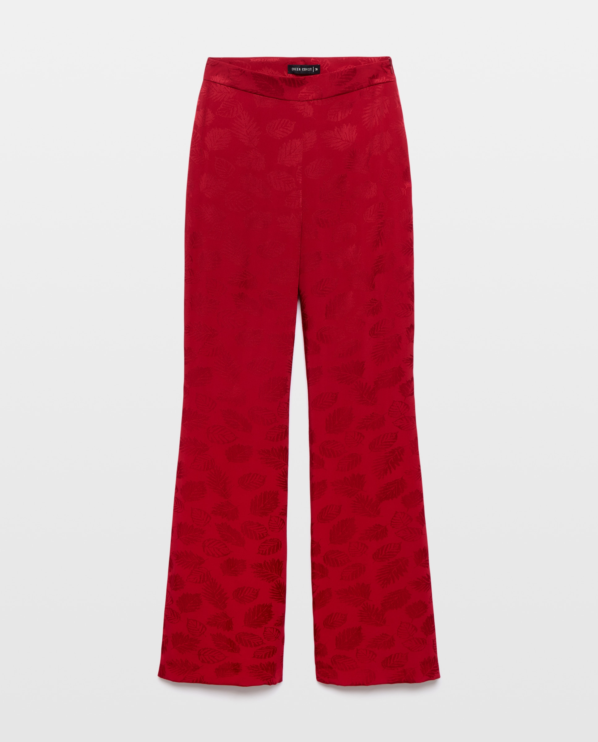 Calças Jacquard Lisas Vermelho-4
