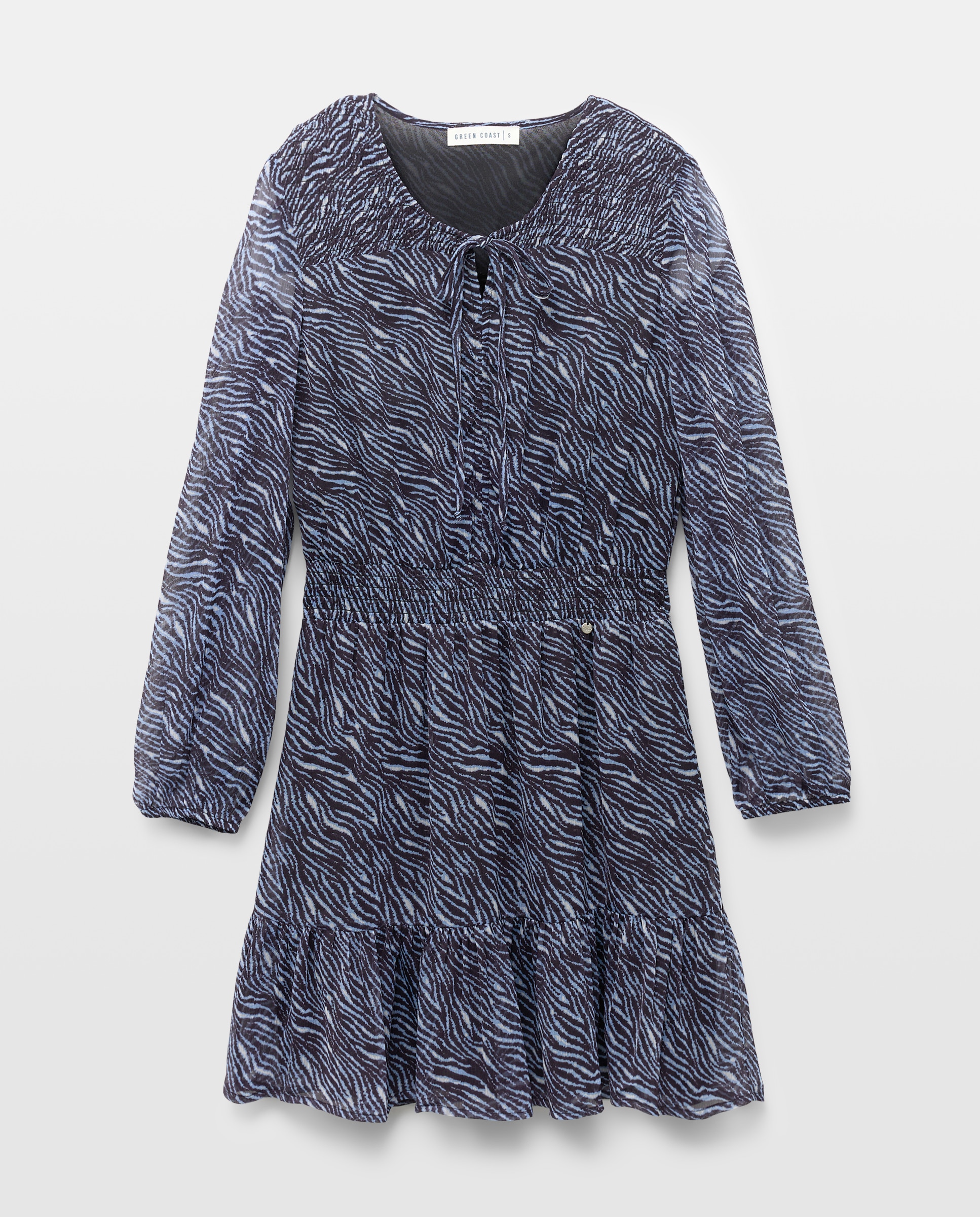 Vestido Curto de Chiffon com Estampado Azul-5