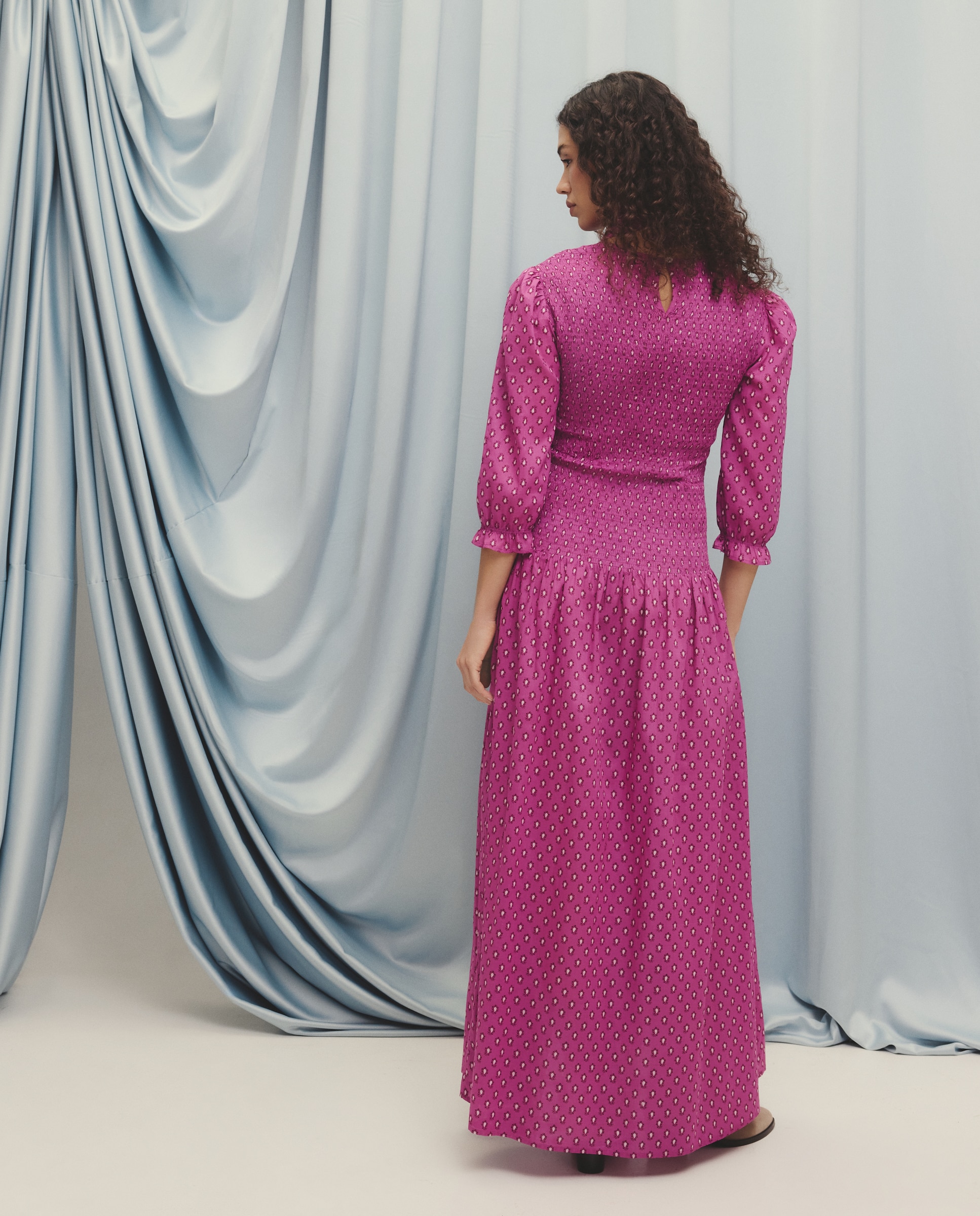 Vestido ll de Manga Comprida com Elásticos Buganvília-3