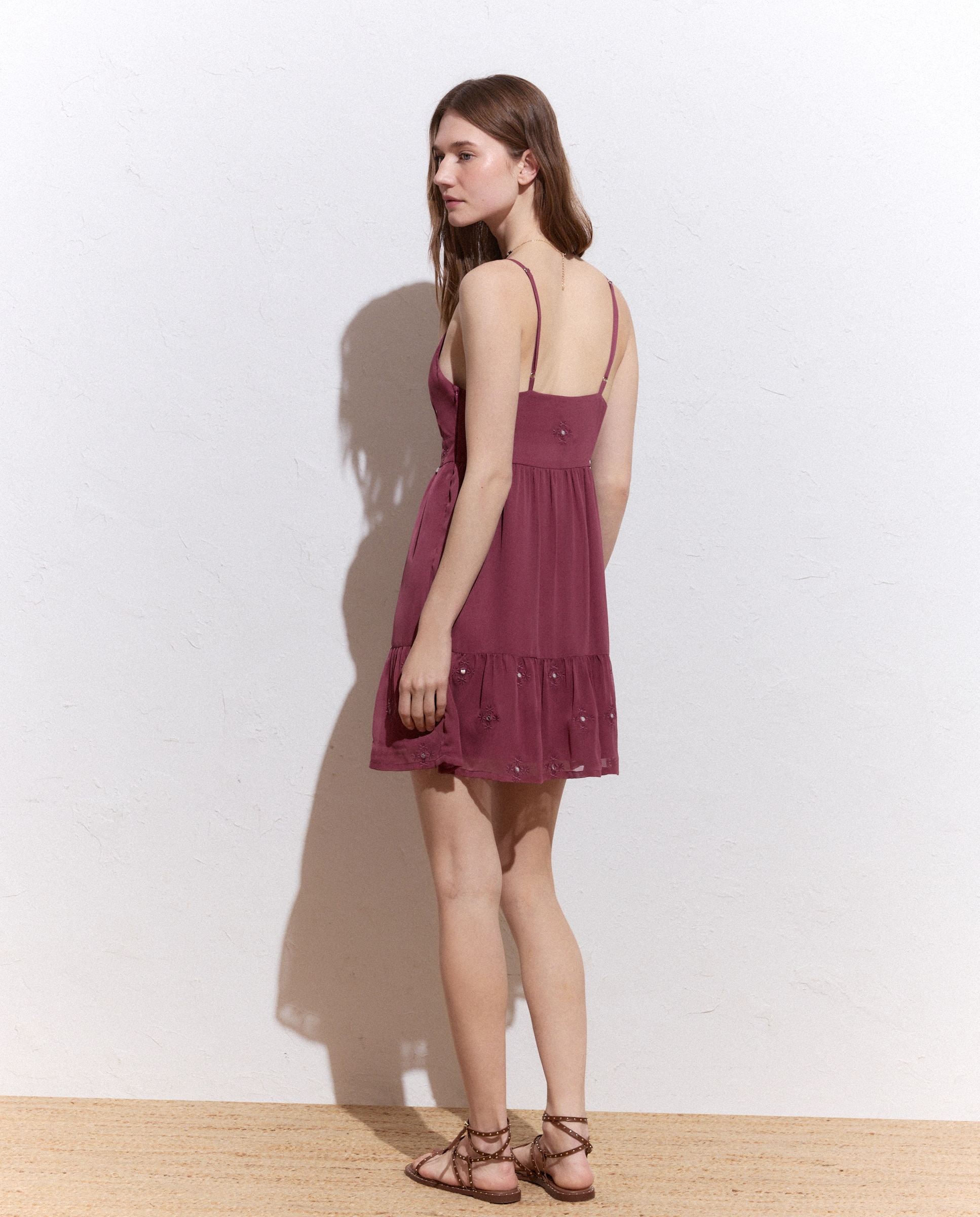 Vestido Curto com Espelhos 230 Rosa Escuro-3