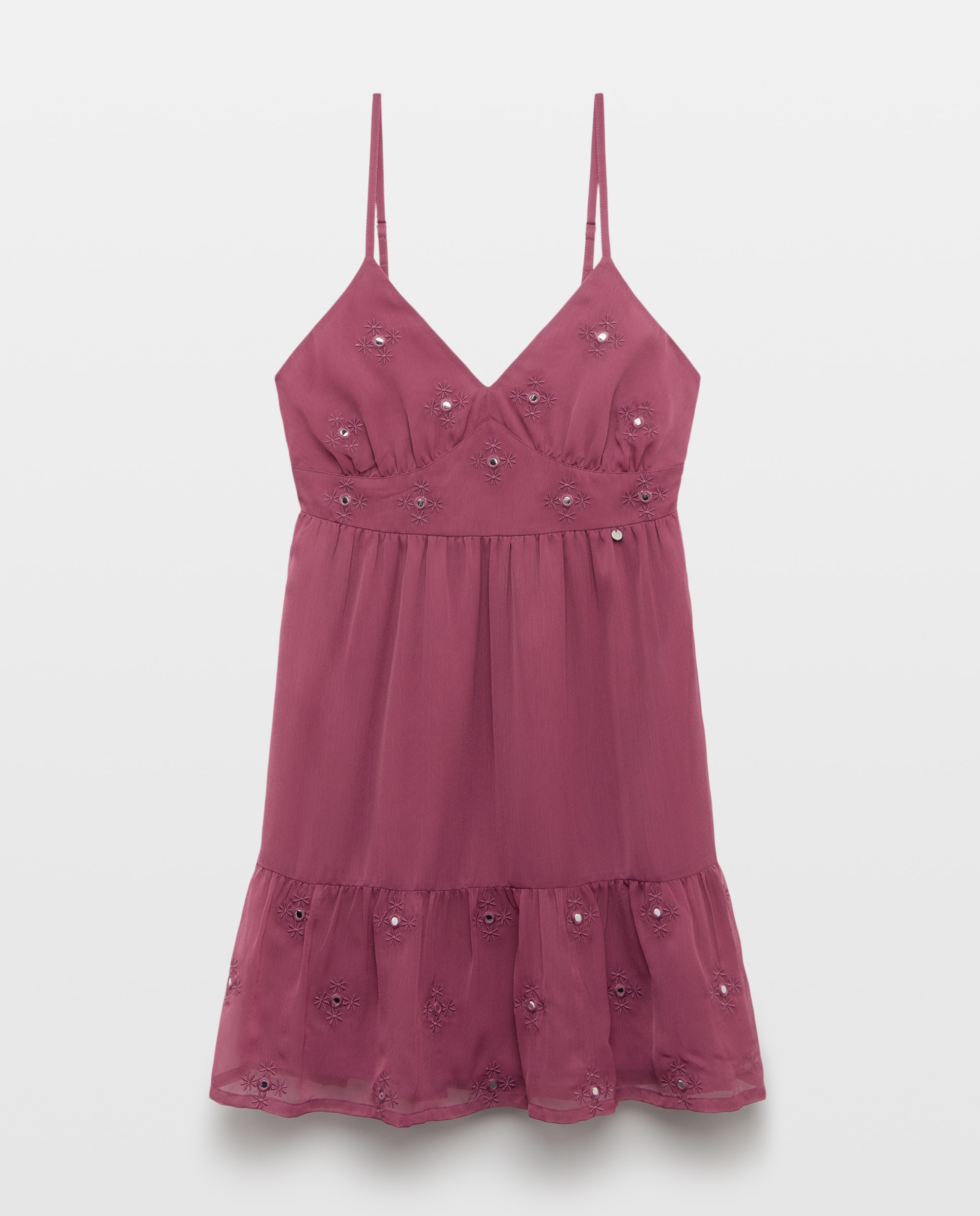 Vestido Curto com Espelhos 230 Rosa Escuro-4