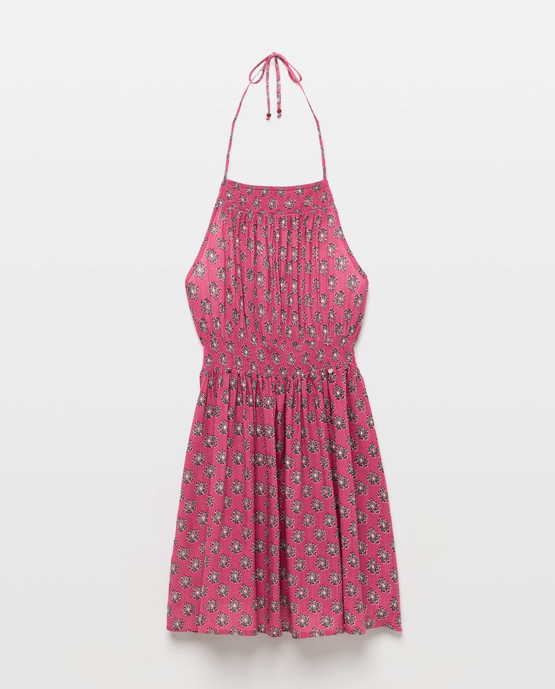 Vestido Halter Curto com Estampado 230 Rosa Escuro-4