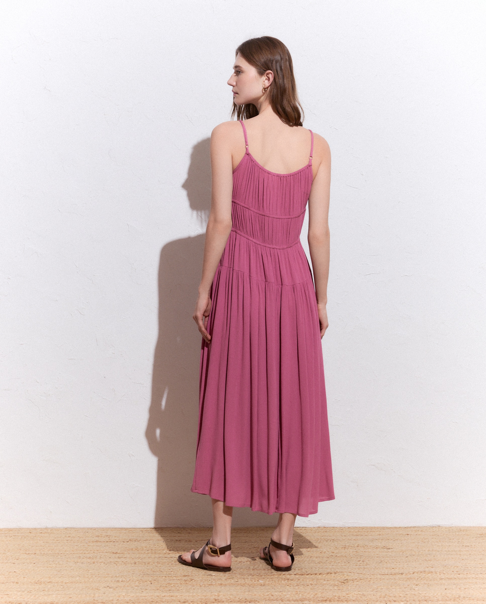 Vestido Comprido Halter com Elásticos 230 Rosa Escuro-3