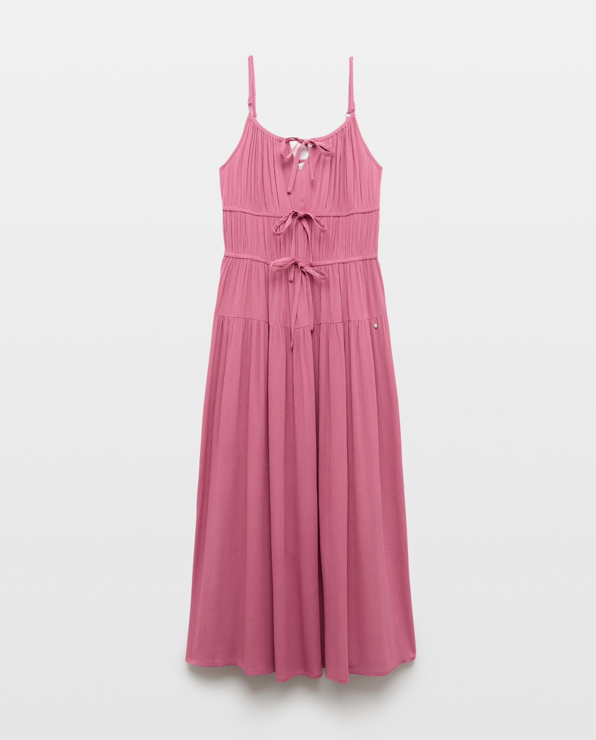 Vestido Comprido Halter com Elásticos 230 Rosa Escuro-4