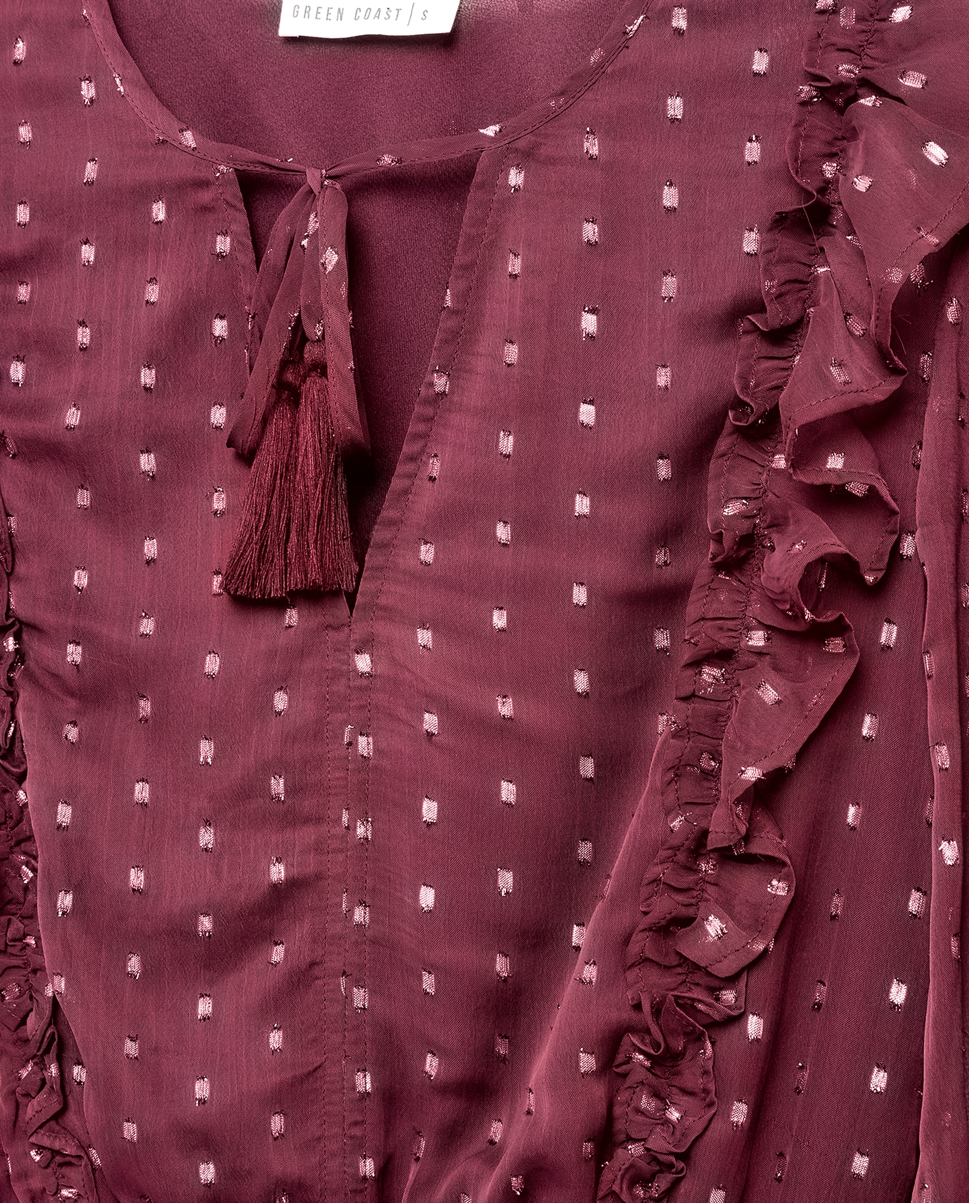 Vestido Curto de Chiffon com Fio Metalizado Ameixa-5