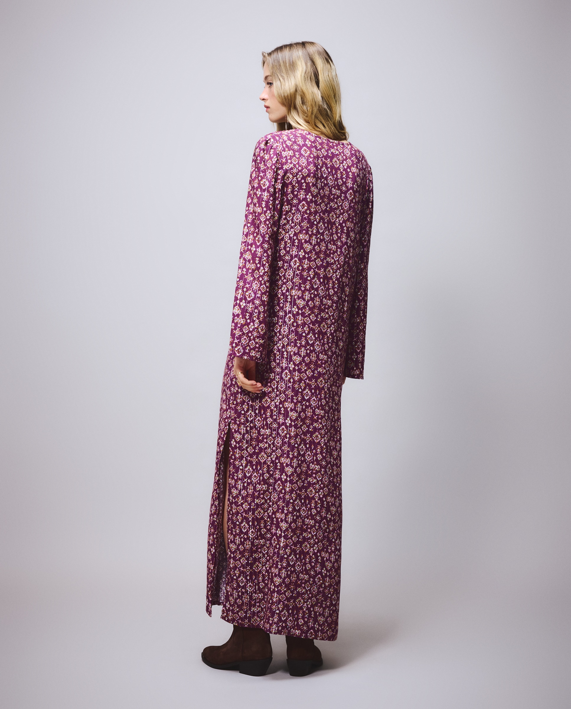 Vestido comprido estampado Bordeaux-2