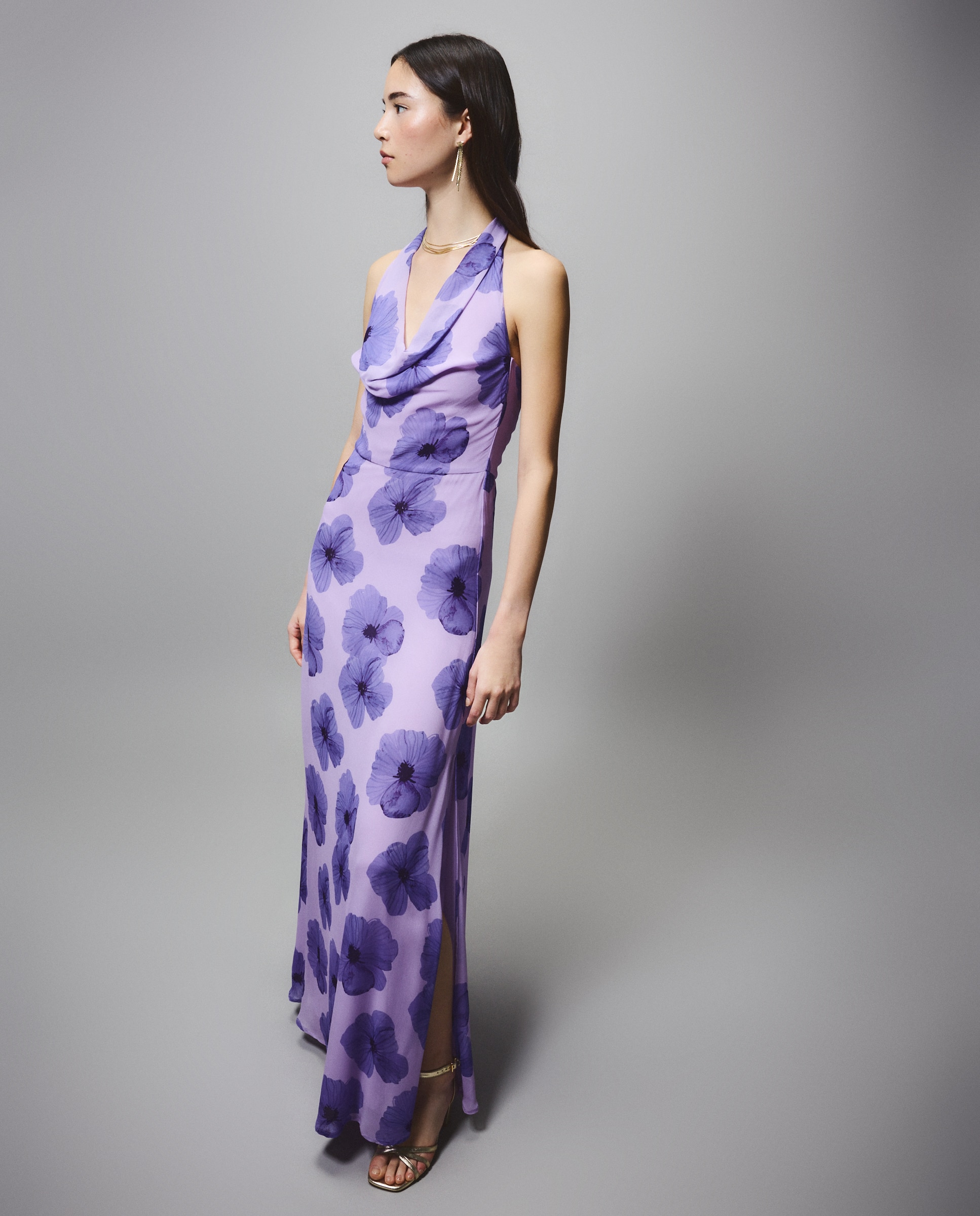 Vestido Halter com Estampado Buganvília-3