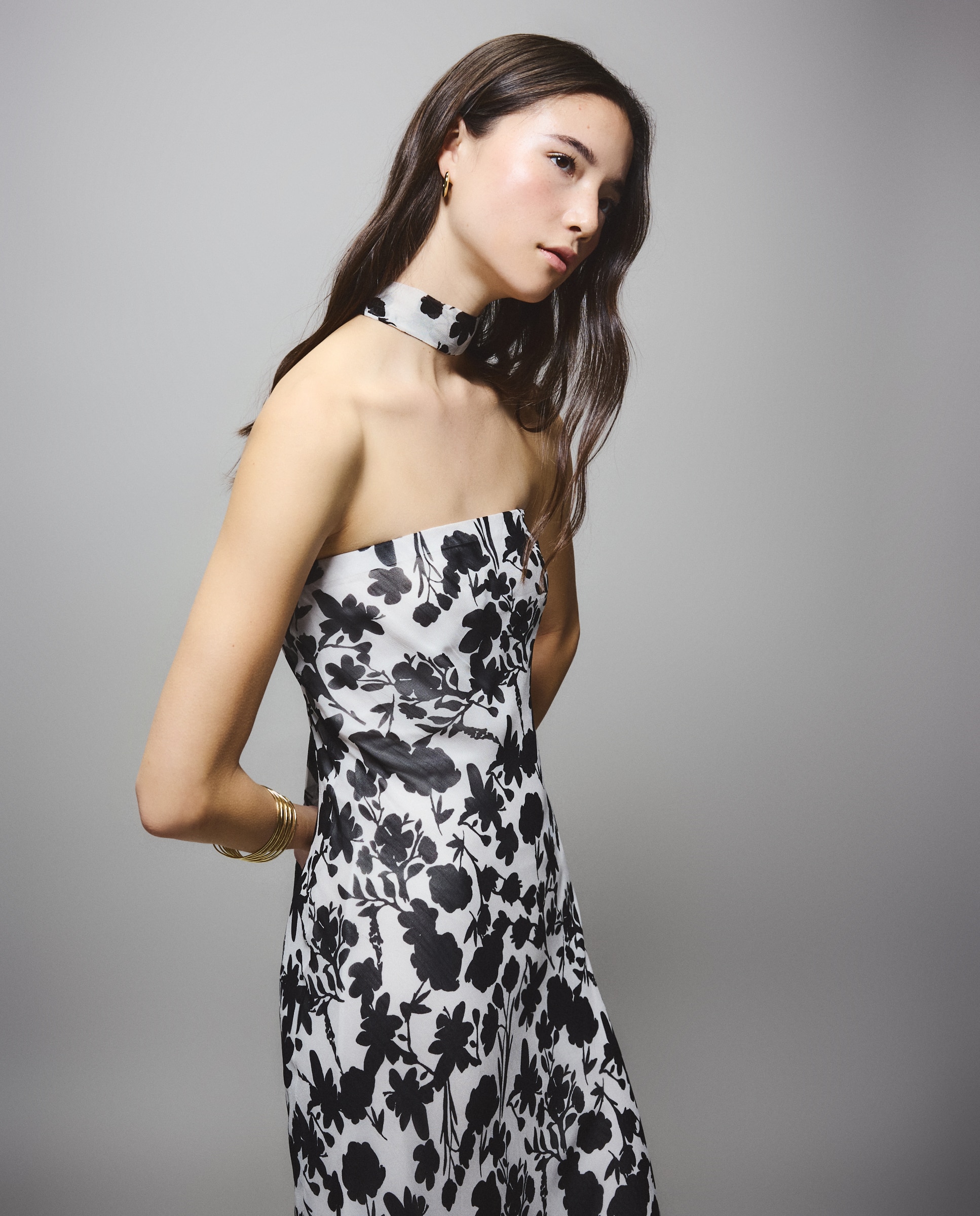 Vestido com Estampado e Decote Caicai Branco-marfim-2