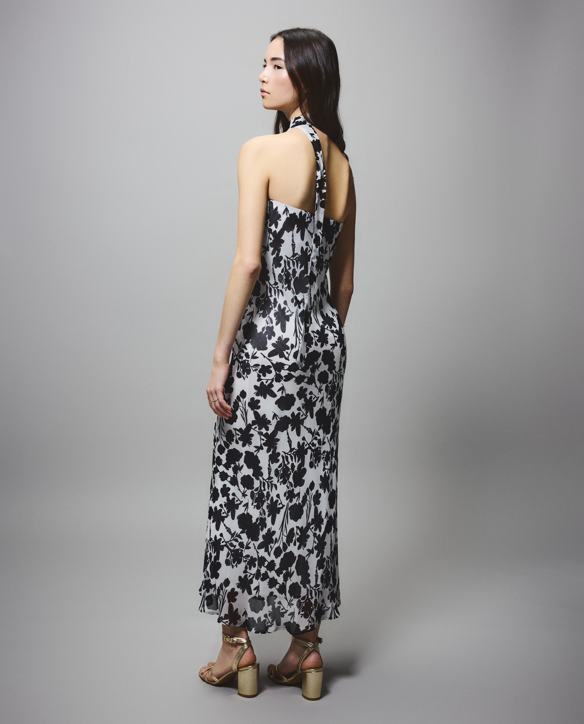 Vestido com Estampado e Decote Caicai Branco-marfim-3