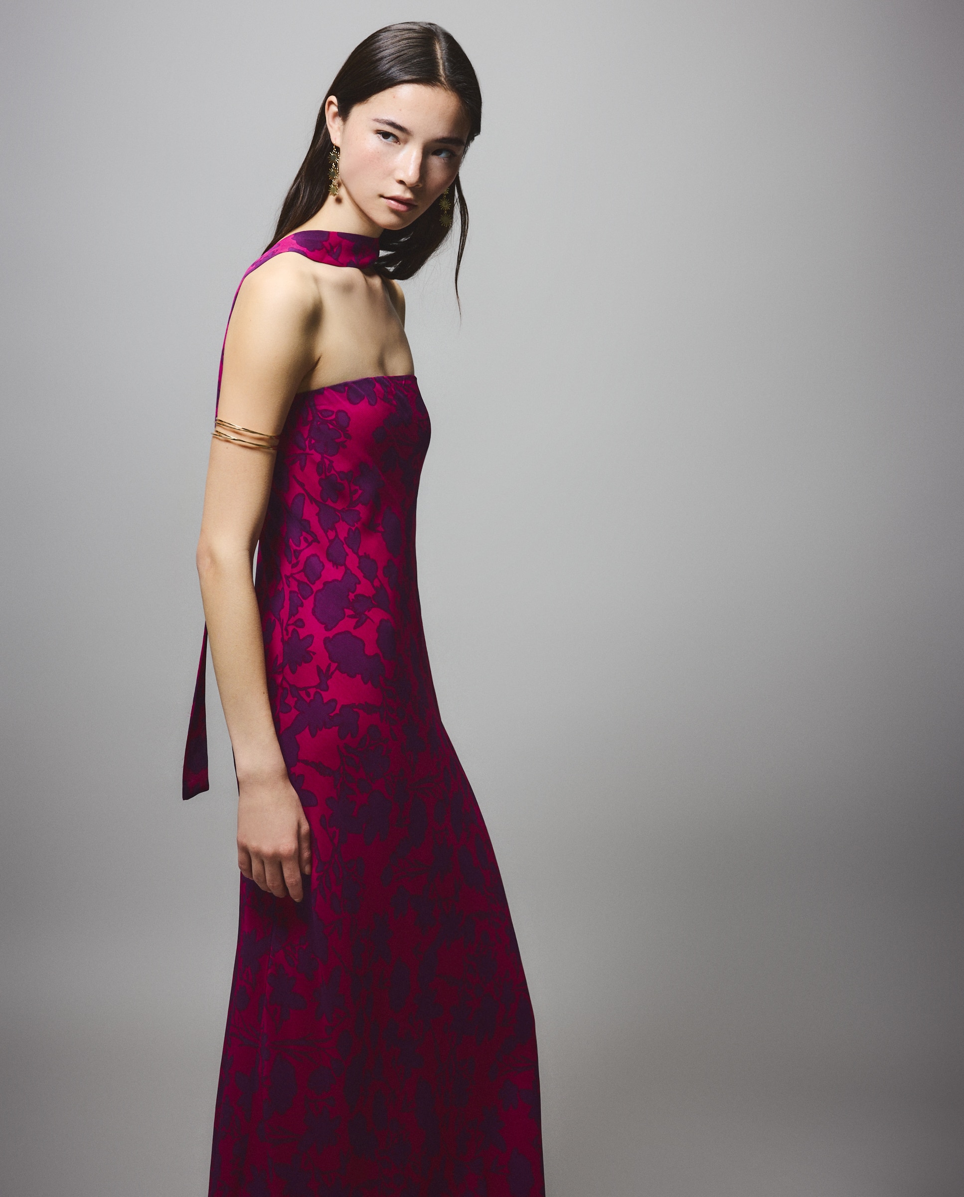 Vestido com Estampado e Decote Caicai Buganvília-3