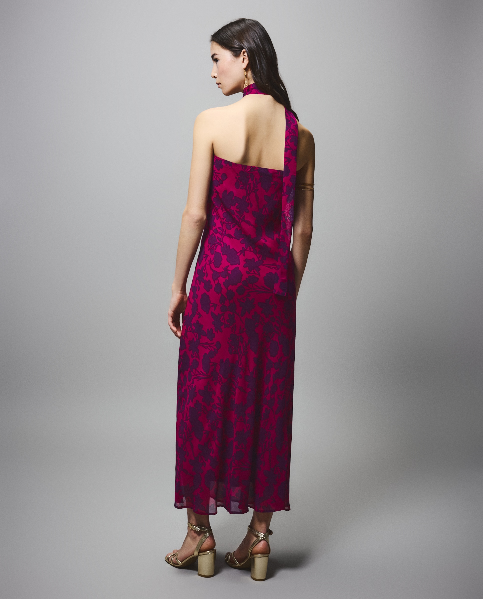Vestido com Estampado e Decote Caicai Buganvília-4