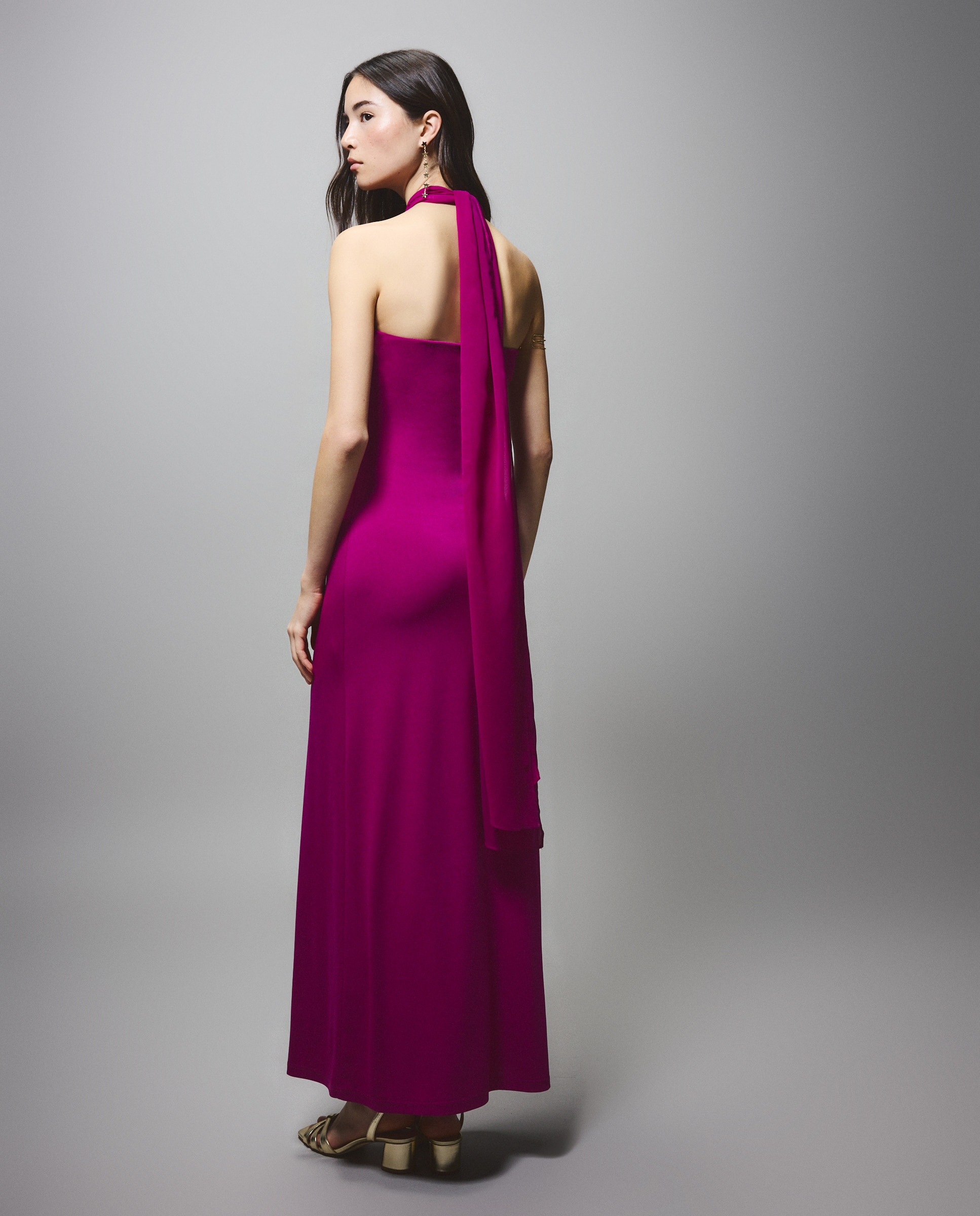 Vestido de Alças com Chiffon Rosa-3