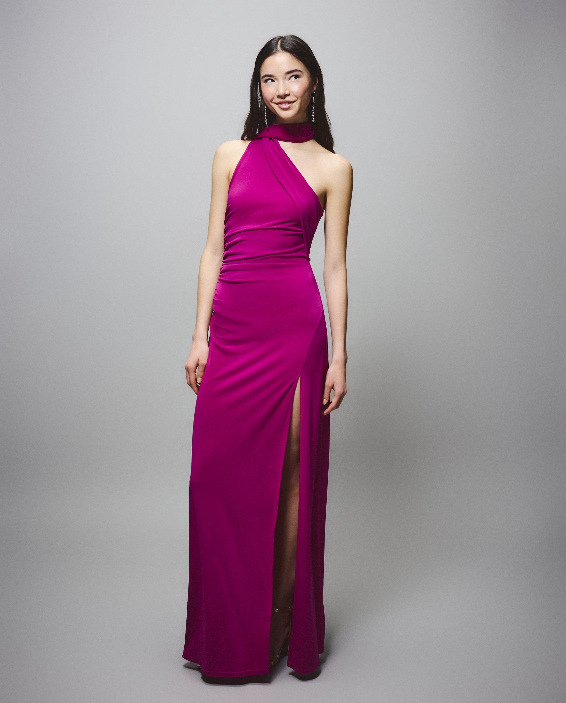 Vestido Assimétrico com Laço Kia Rosa-1