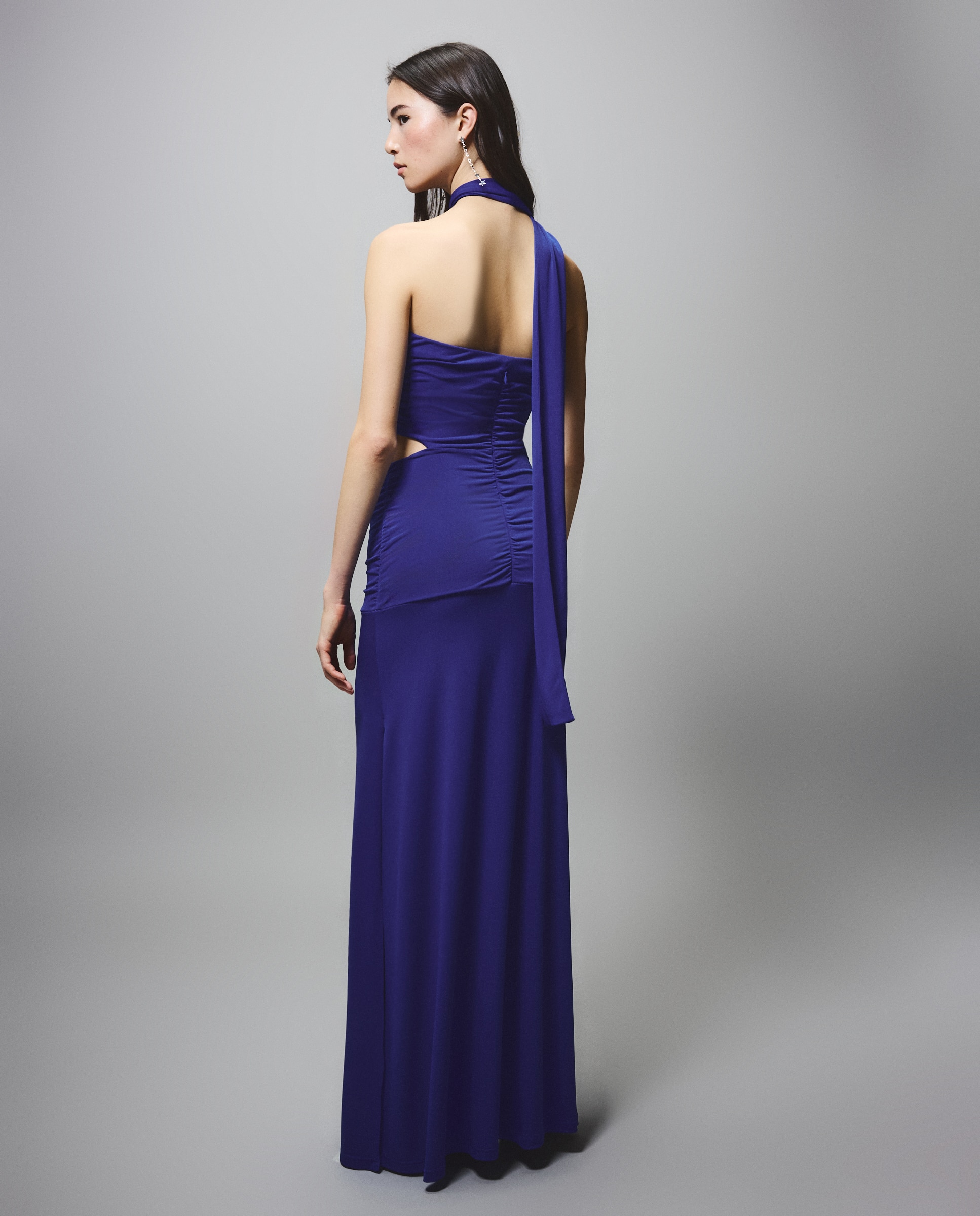 Vestido de Malha com Decote Caicai Azul-3