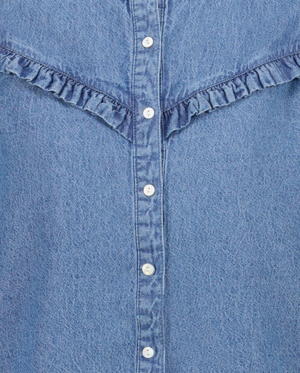 Camisa de Ganga com Manga Comprida Índigo-5