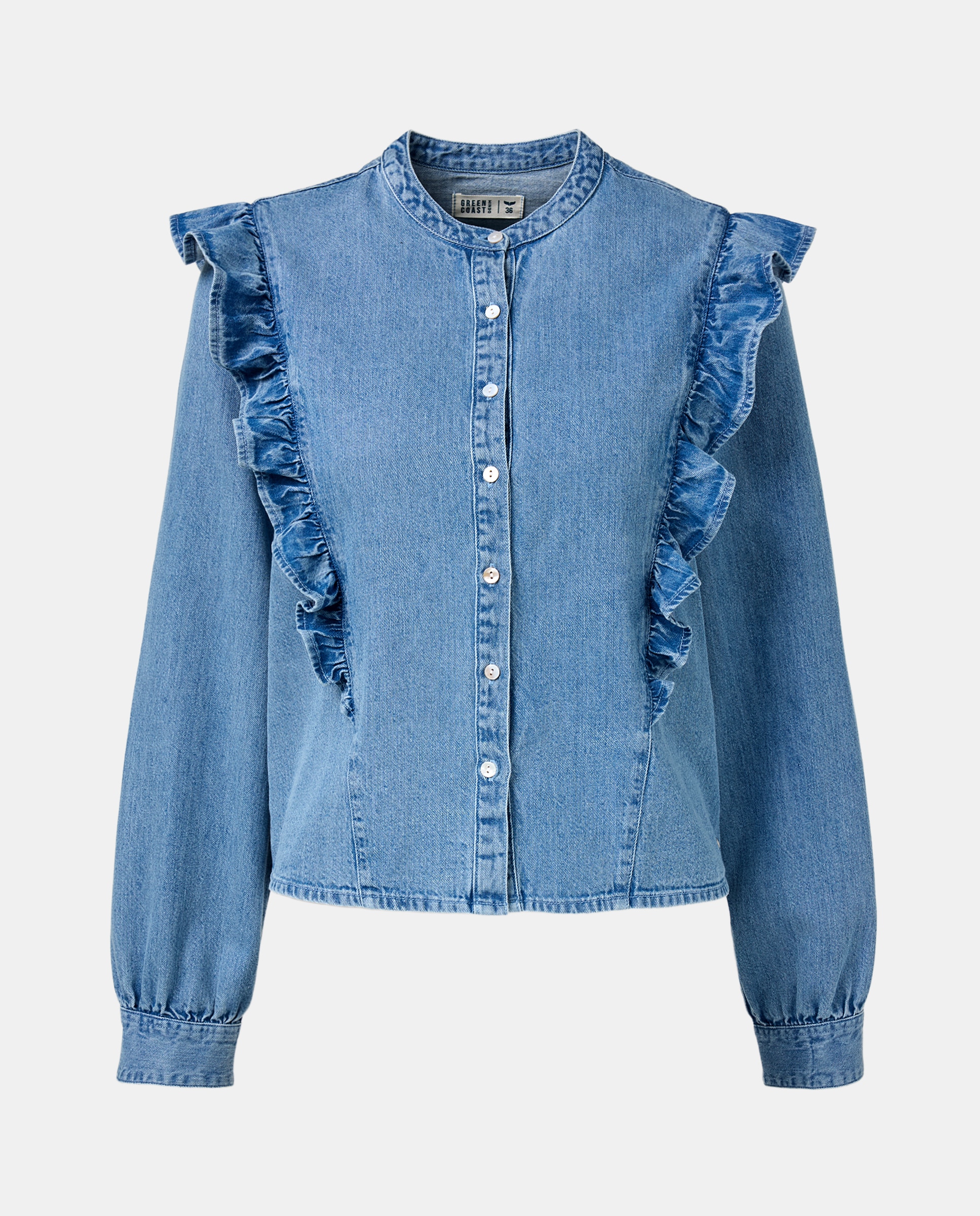 Camisa de Ganga Lisa Azul-índigo-5