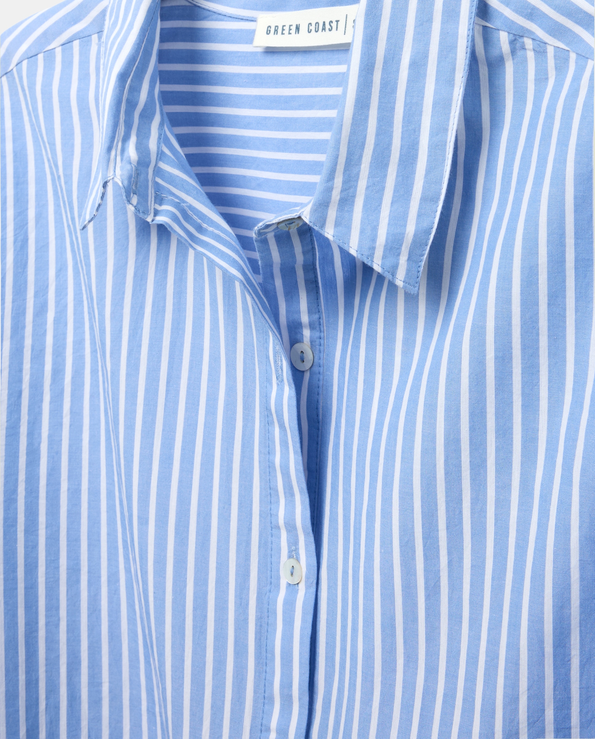 Camisa às Riscas com Manga Comprida Azul-6
