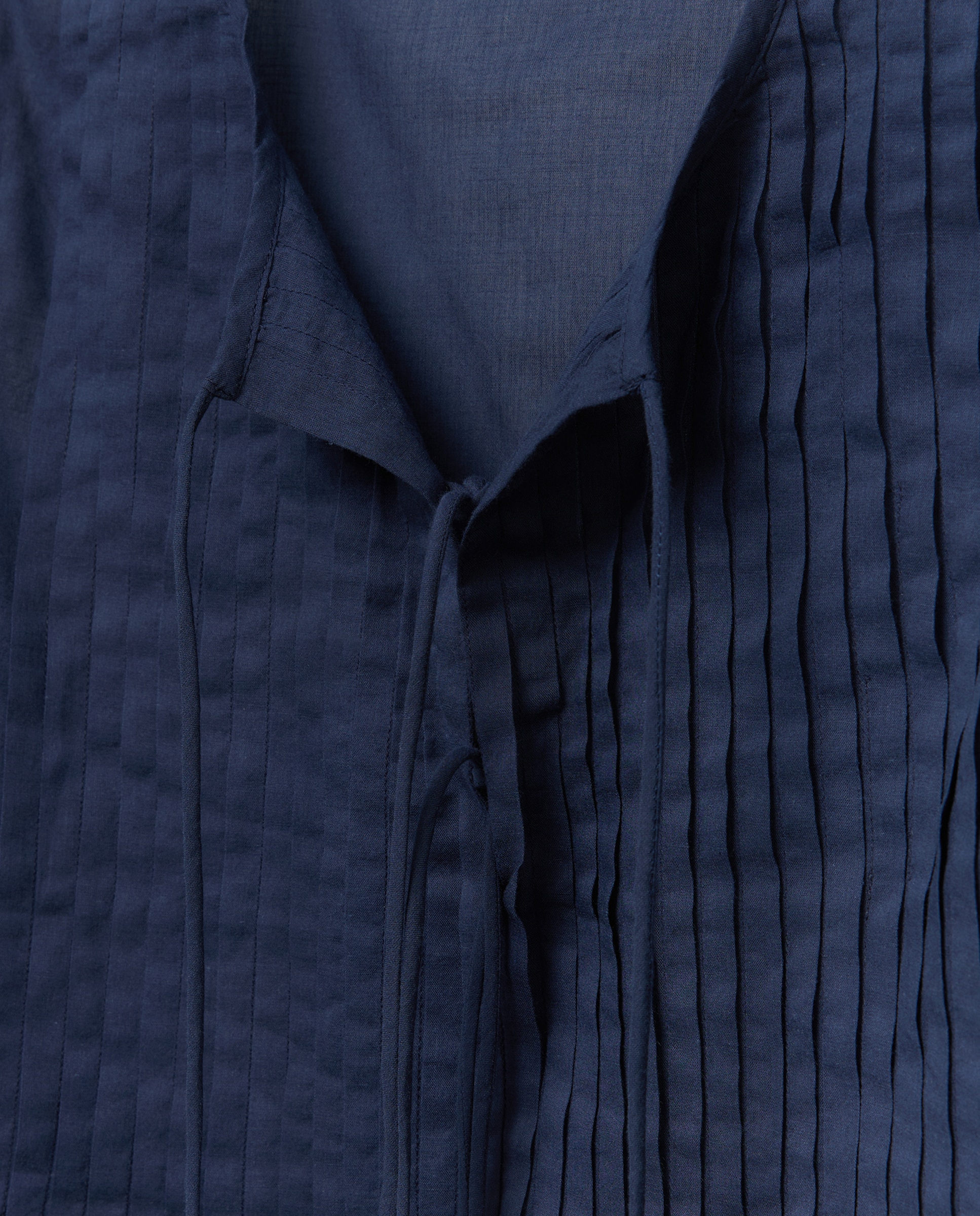 Blusa de Pregas com Laços e Manga Comprida Azul-marinho-6