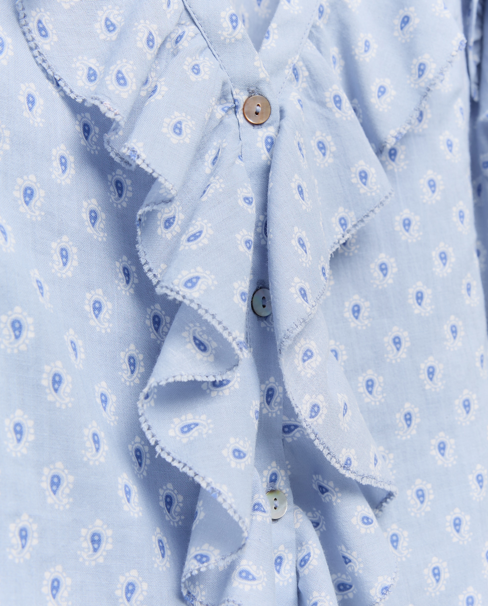 Blusa com Folhos e Elásticos 410 Azul Claro-5