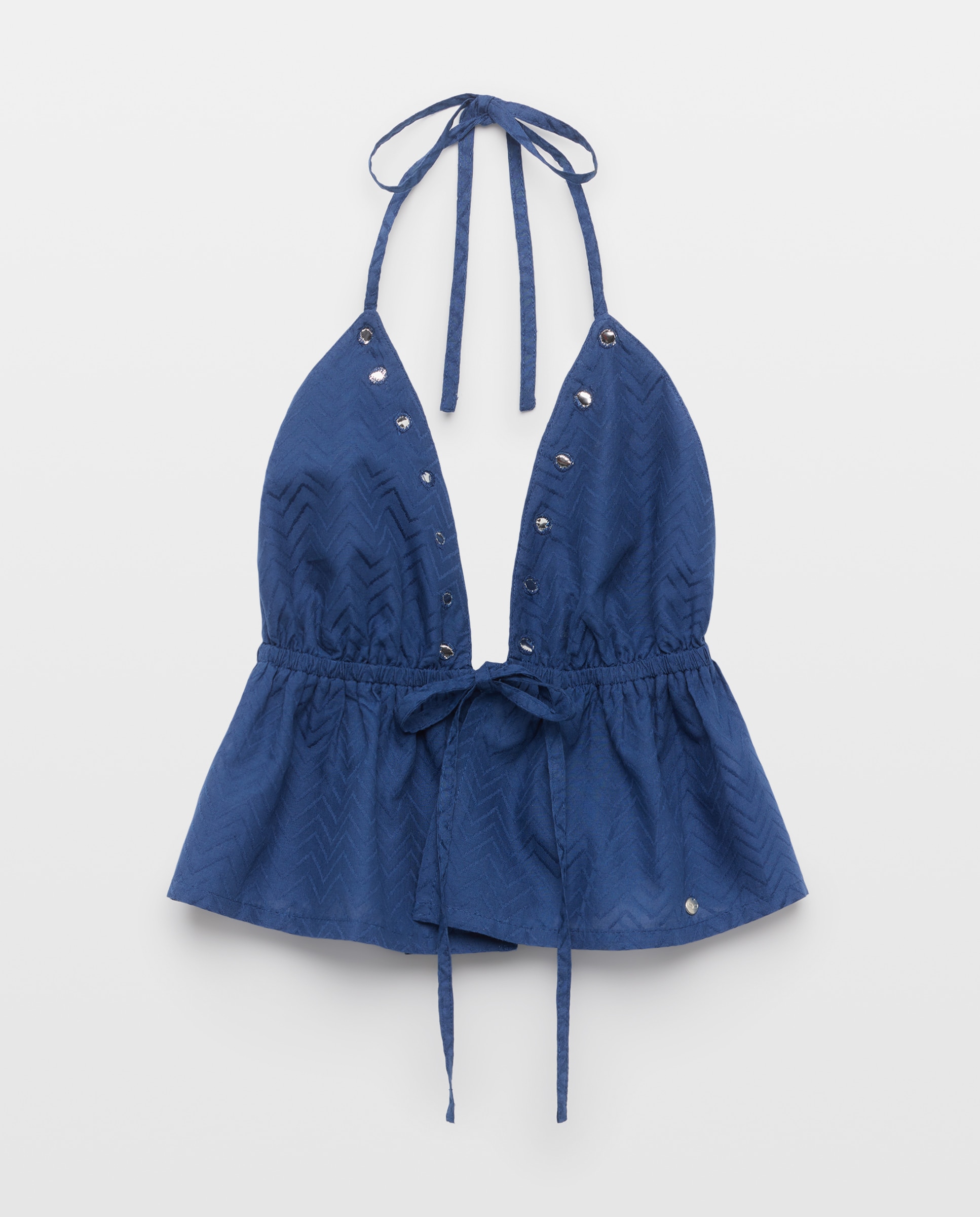 Top com Decote com Tachas Azul pálido-4
