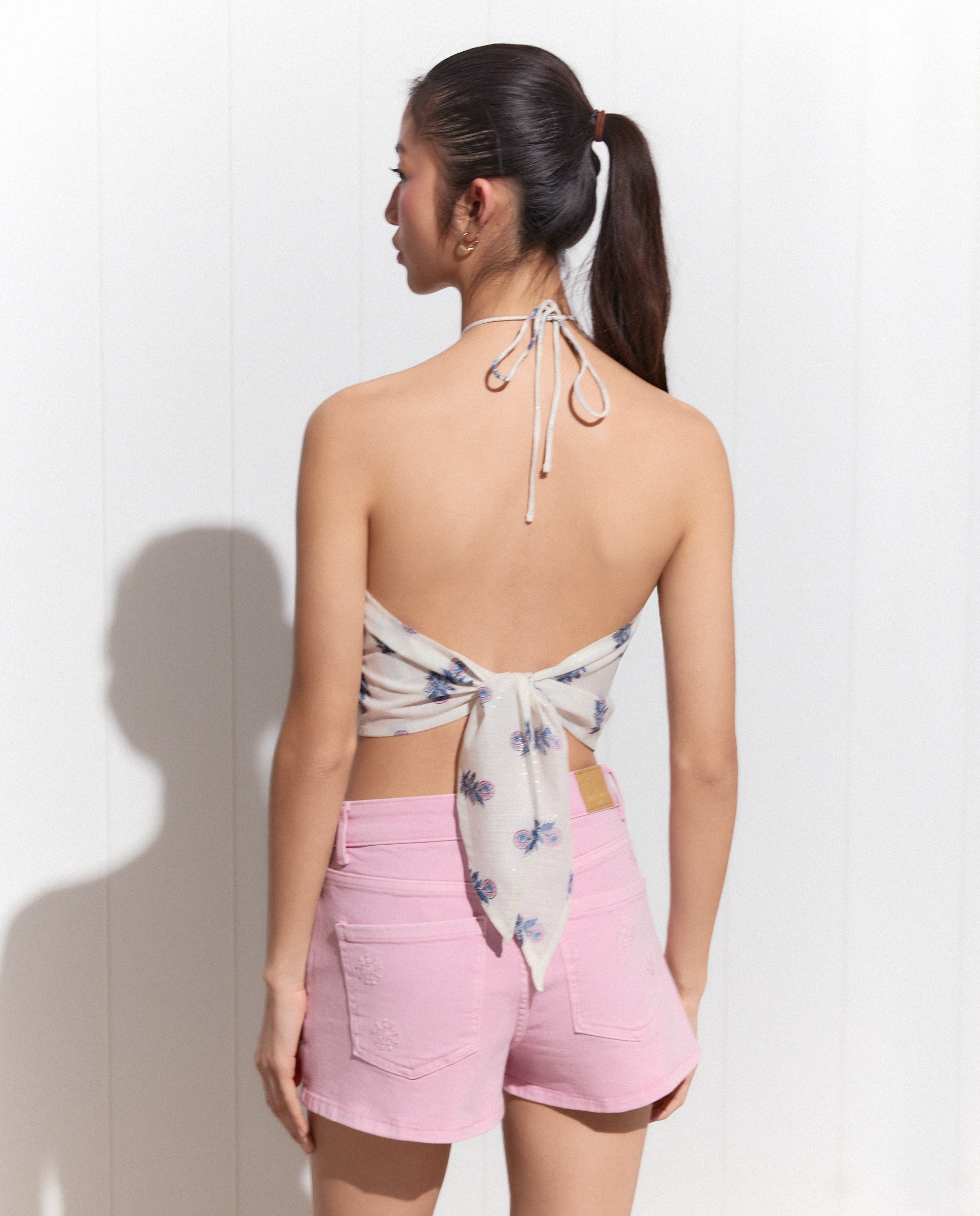 Top Halter com Estampado Entremeio Branco-3
