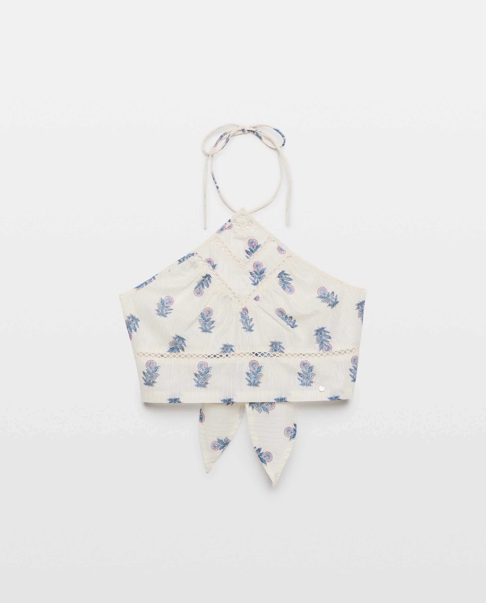 Top Halter com Estampado Entremeio Branco-4