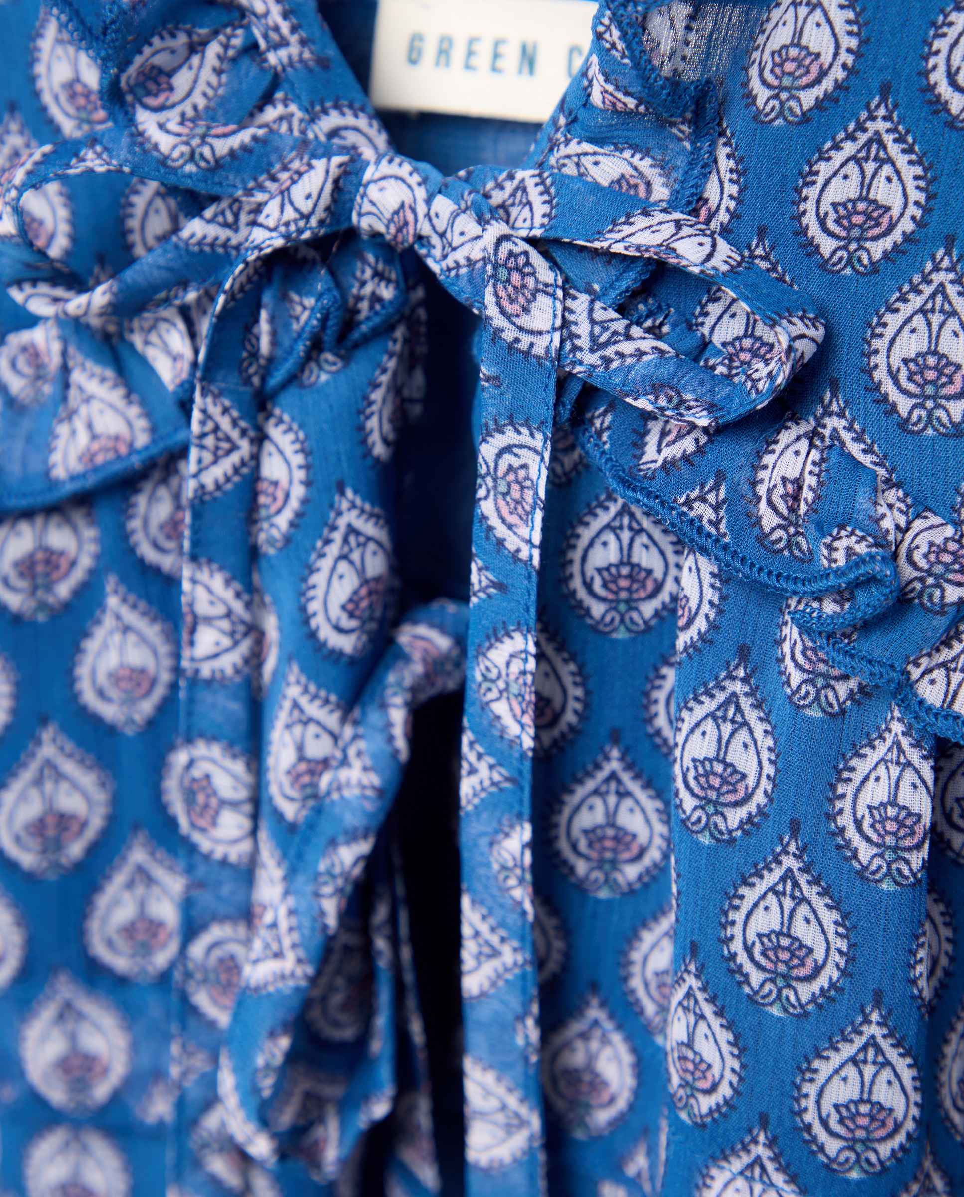 Top de Chiffon com Laços e Estampado Azul pálido-5