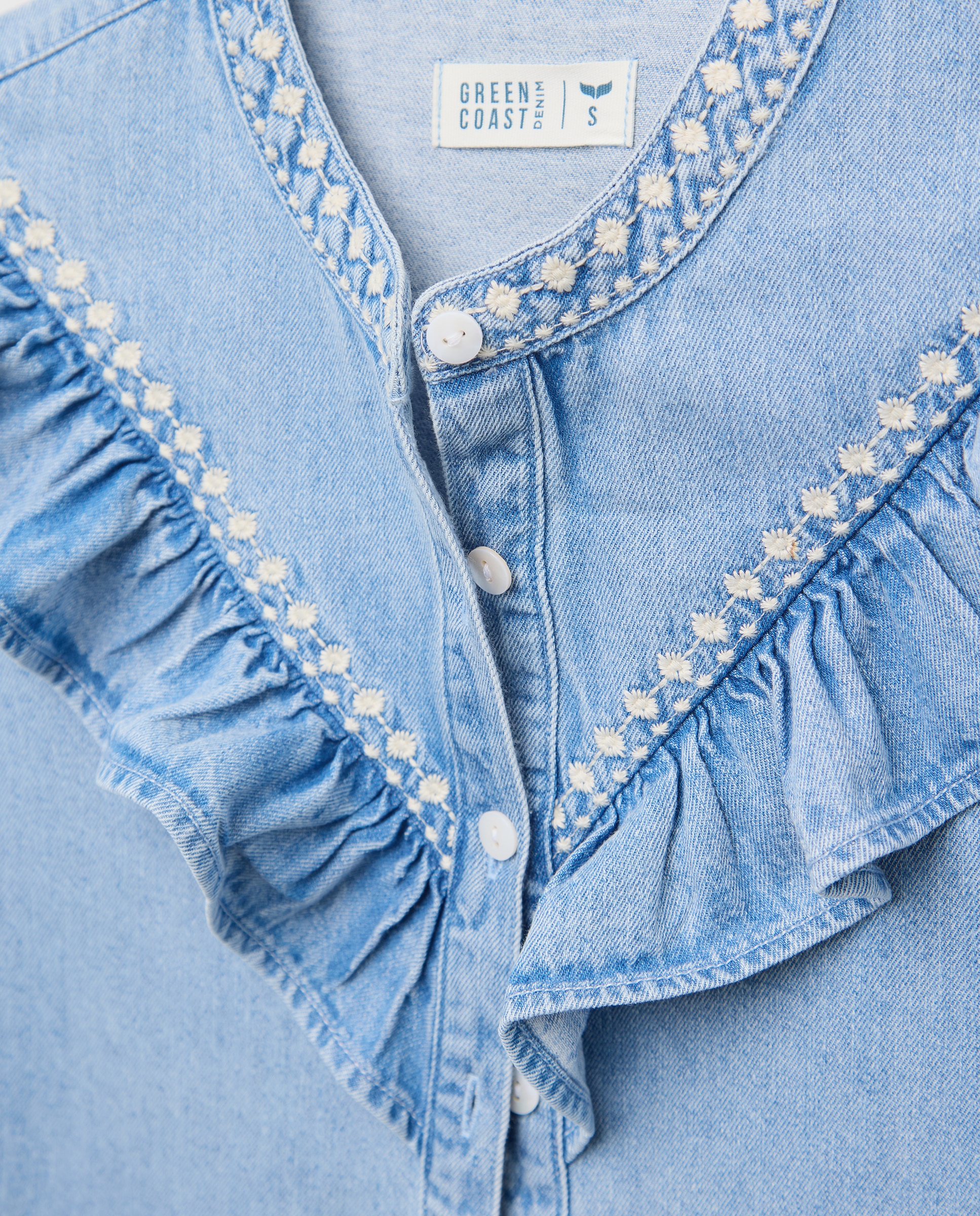 Camisa de Ganga Azul pálido-5