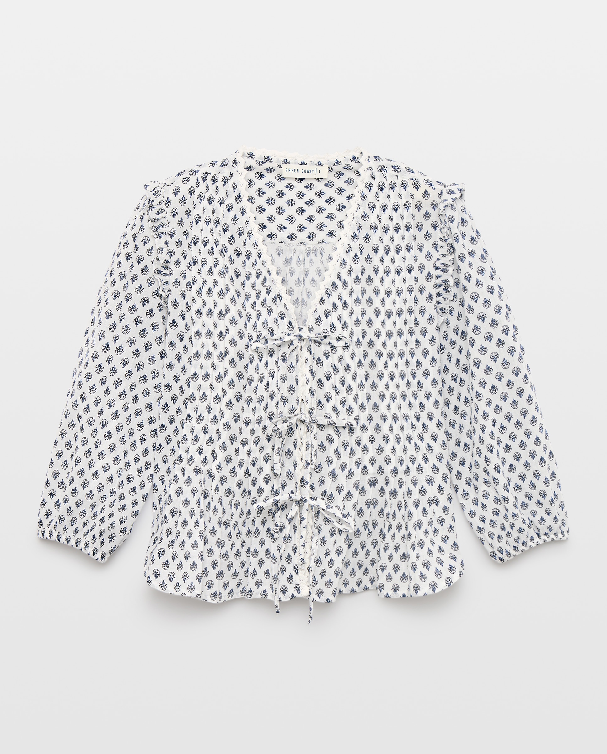 Imagen 0 de Blusa jaretas con lazos Blanco roto