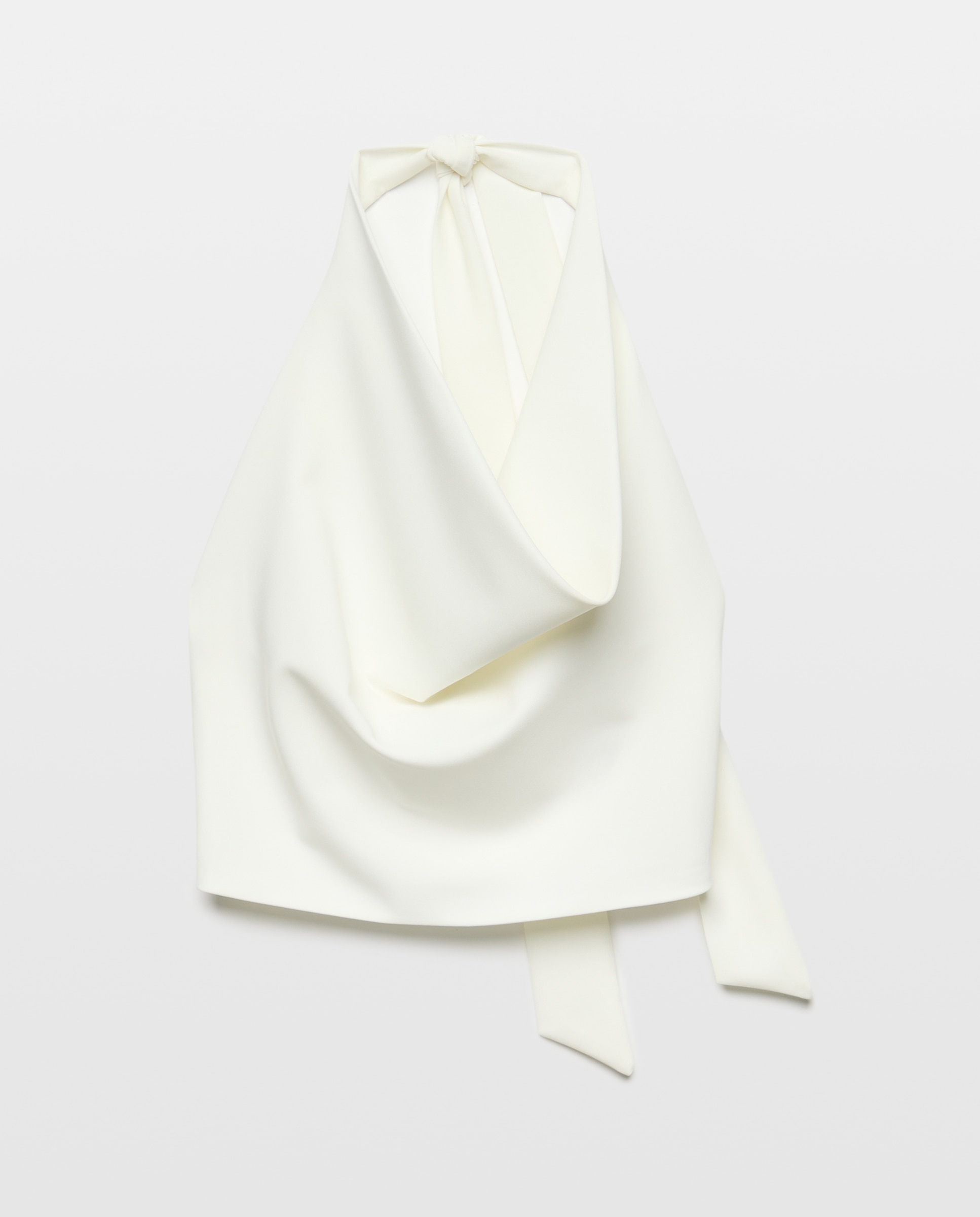 Top Drapeado com Laço Branco-marfim-4