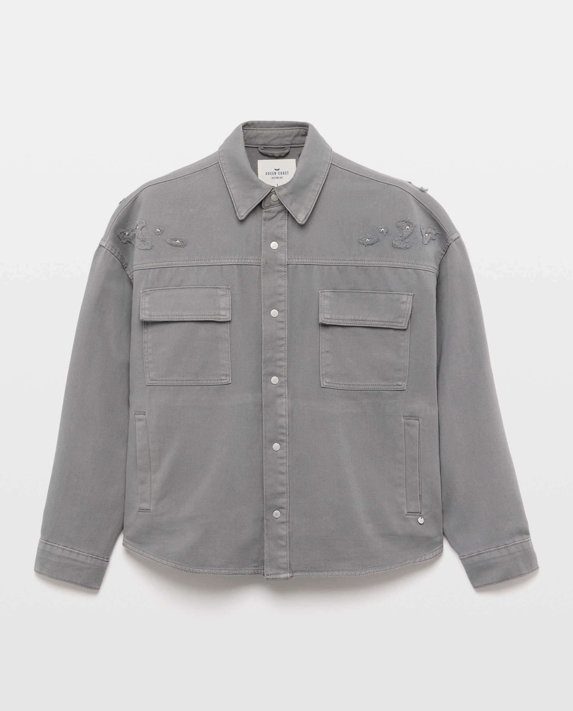 Sobrecamisa com Patch 820 Cinzento Médio-4