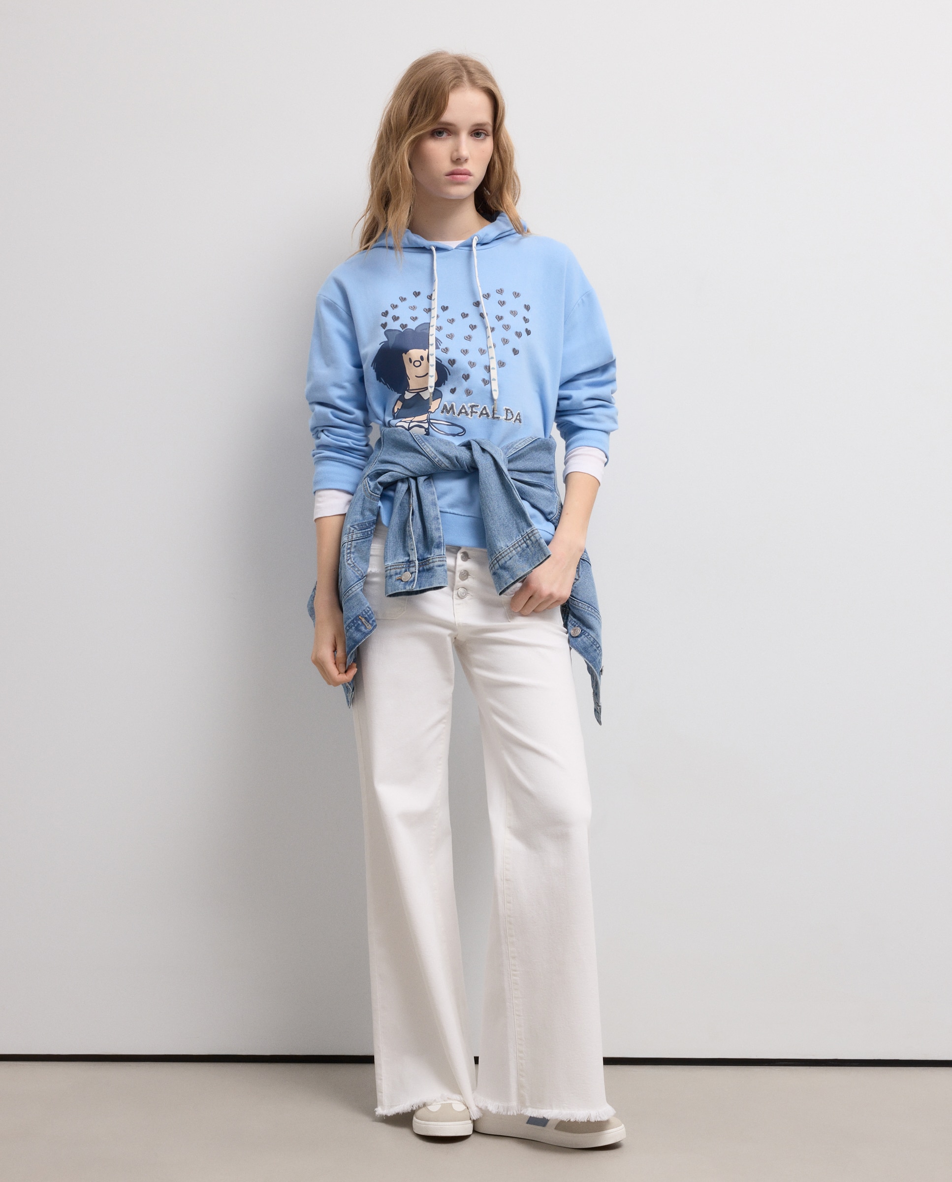Sweatshirt com Capuz e Estampado Mafalda Ceruelo-2