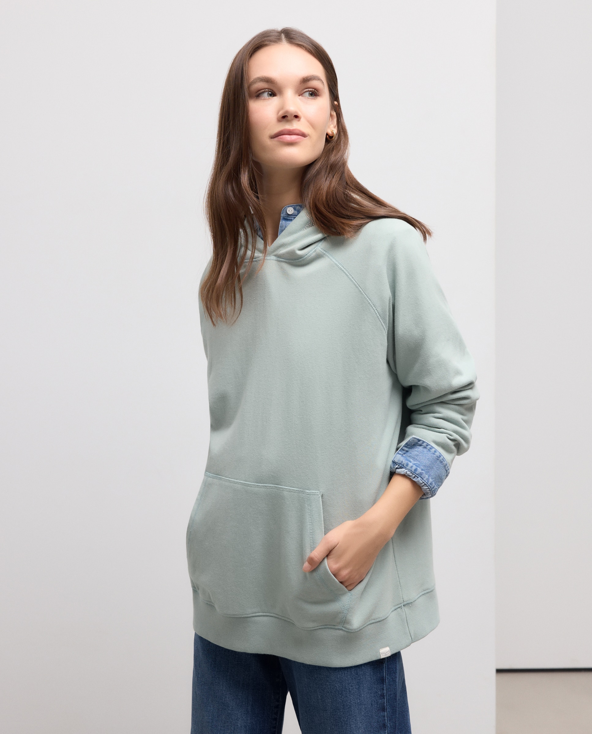 Sweatshirt com Capuz e Estrelas Verde Pato-2