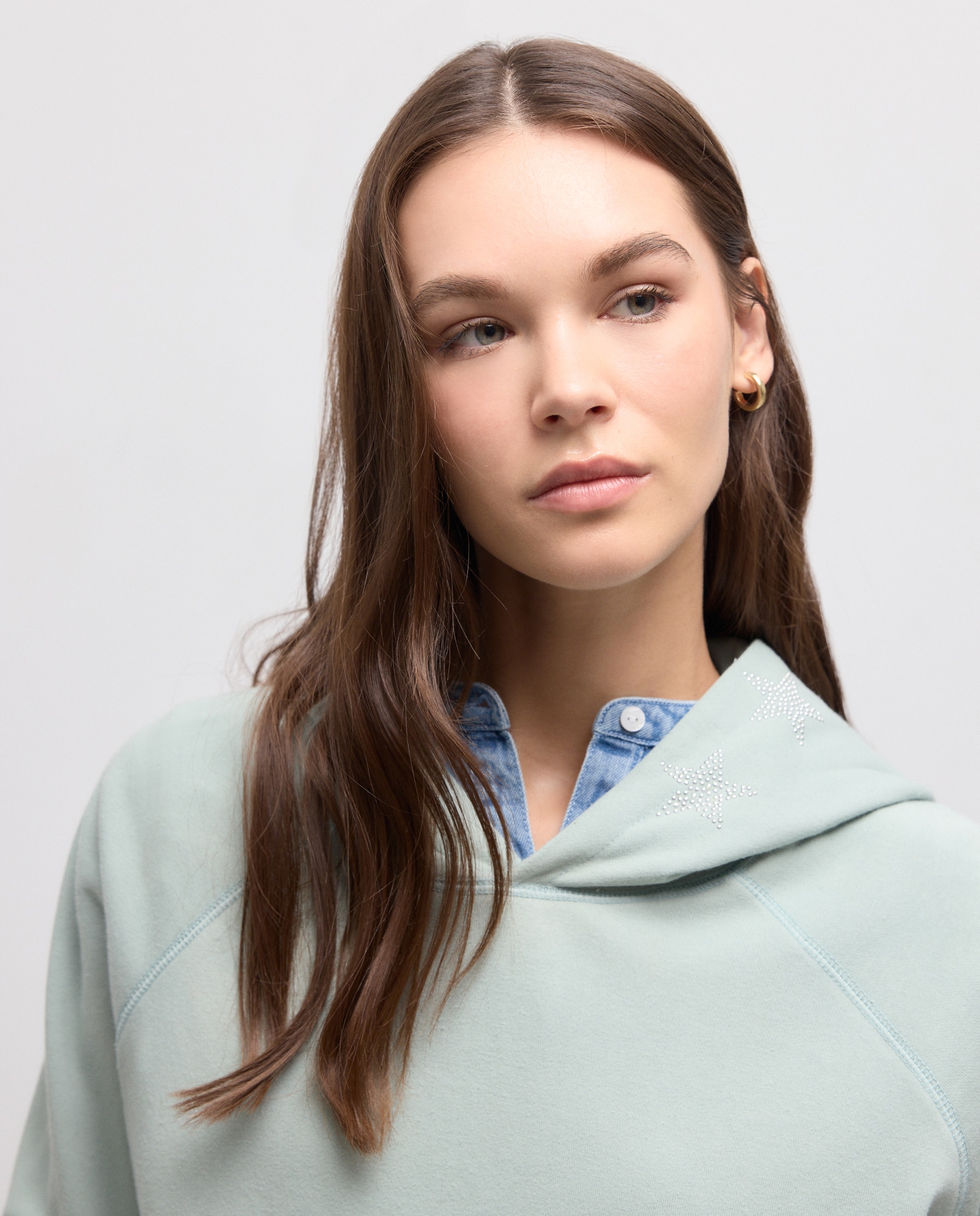Sweatshirt com Capuz e Estrelas Verde Pato-3