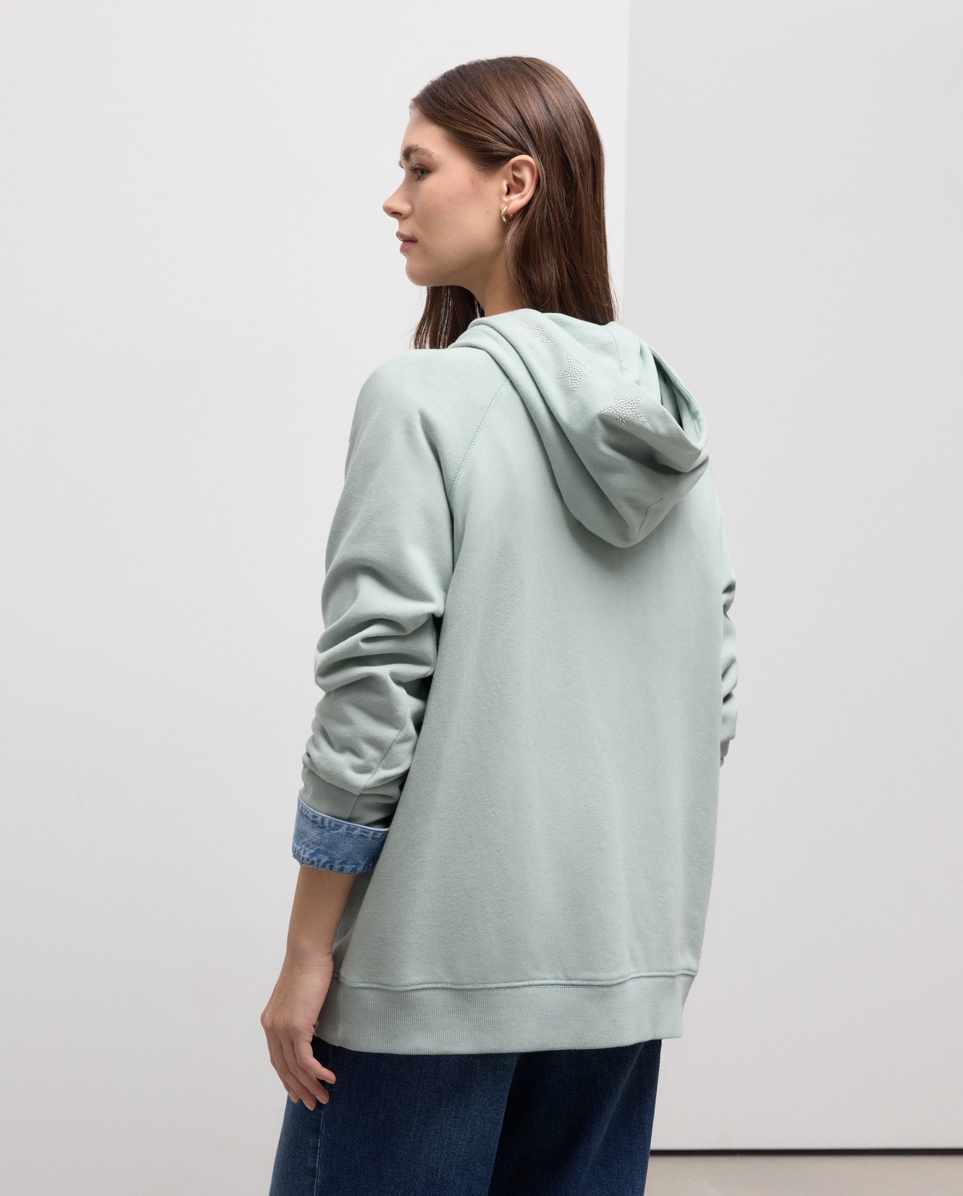 Sweatshirt com Capuz e Estrelas Verde Pato-4