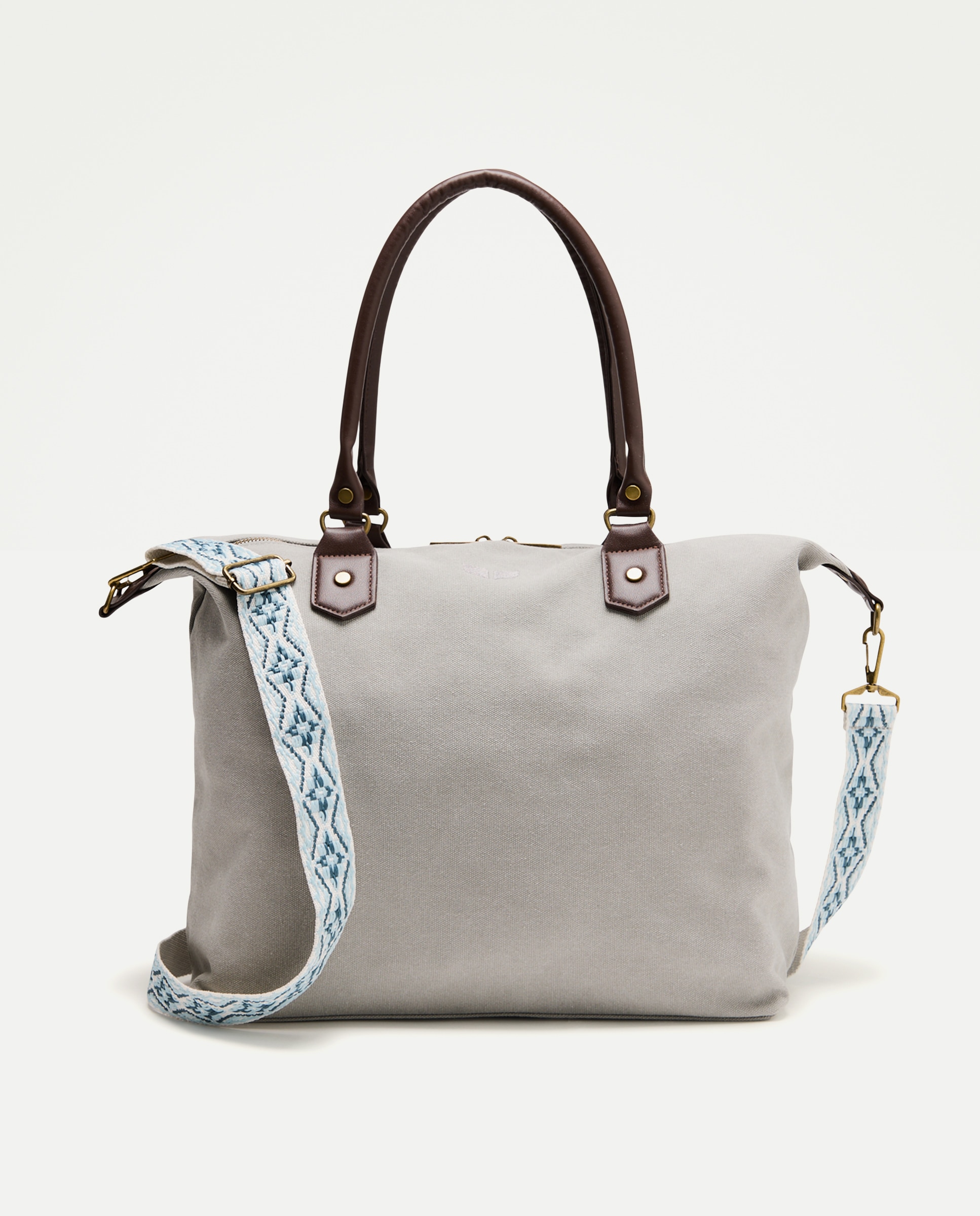 Mala Shopper de Algodão Cinzento-claro-1