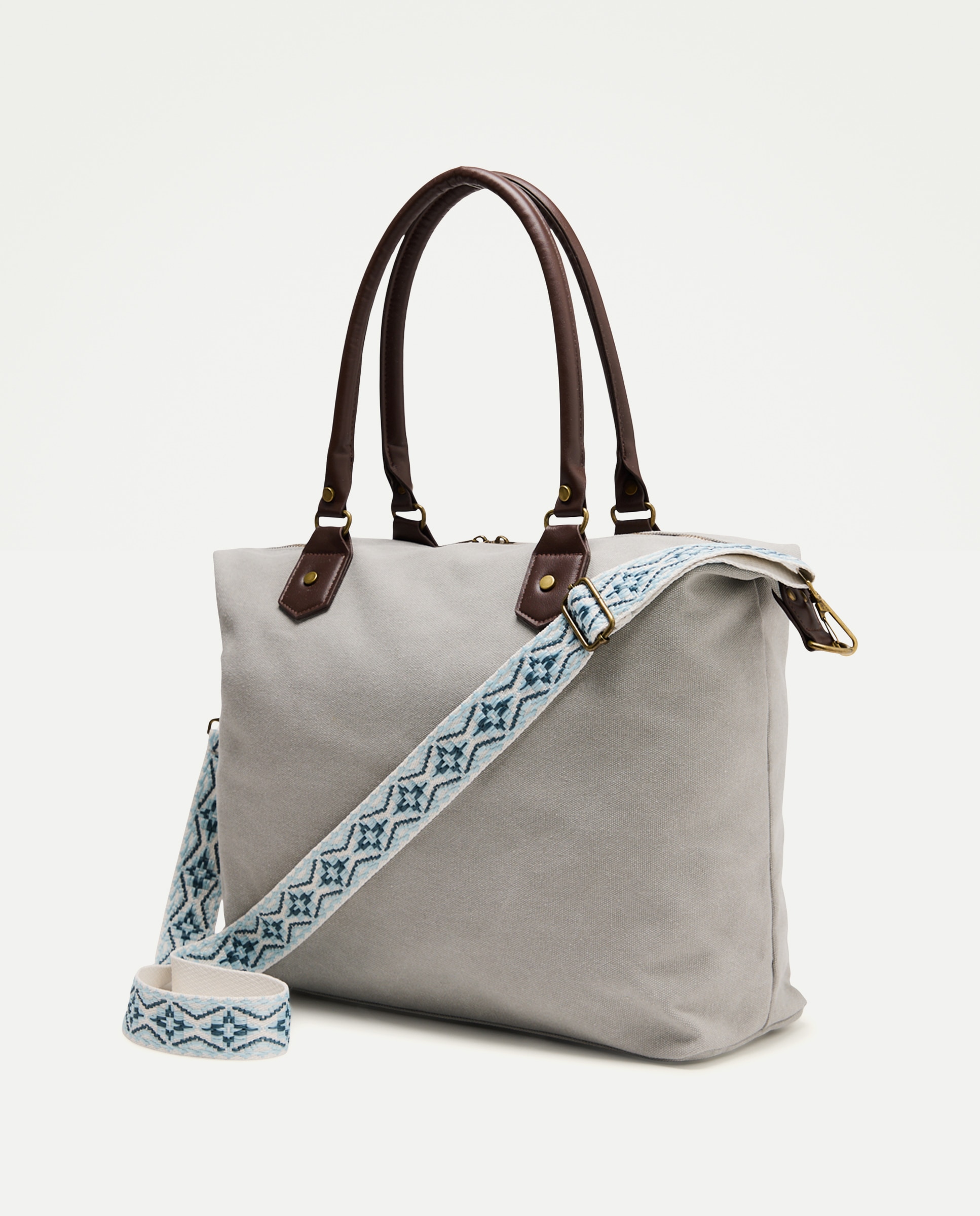 Mala Shopper de Algodão Cinzento-claro-2