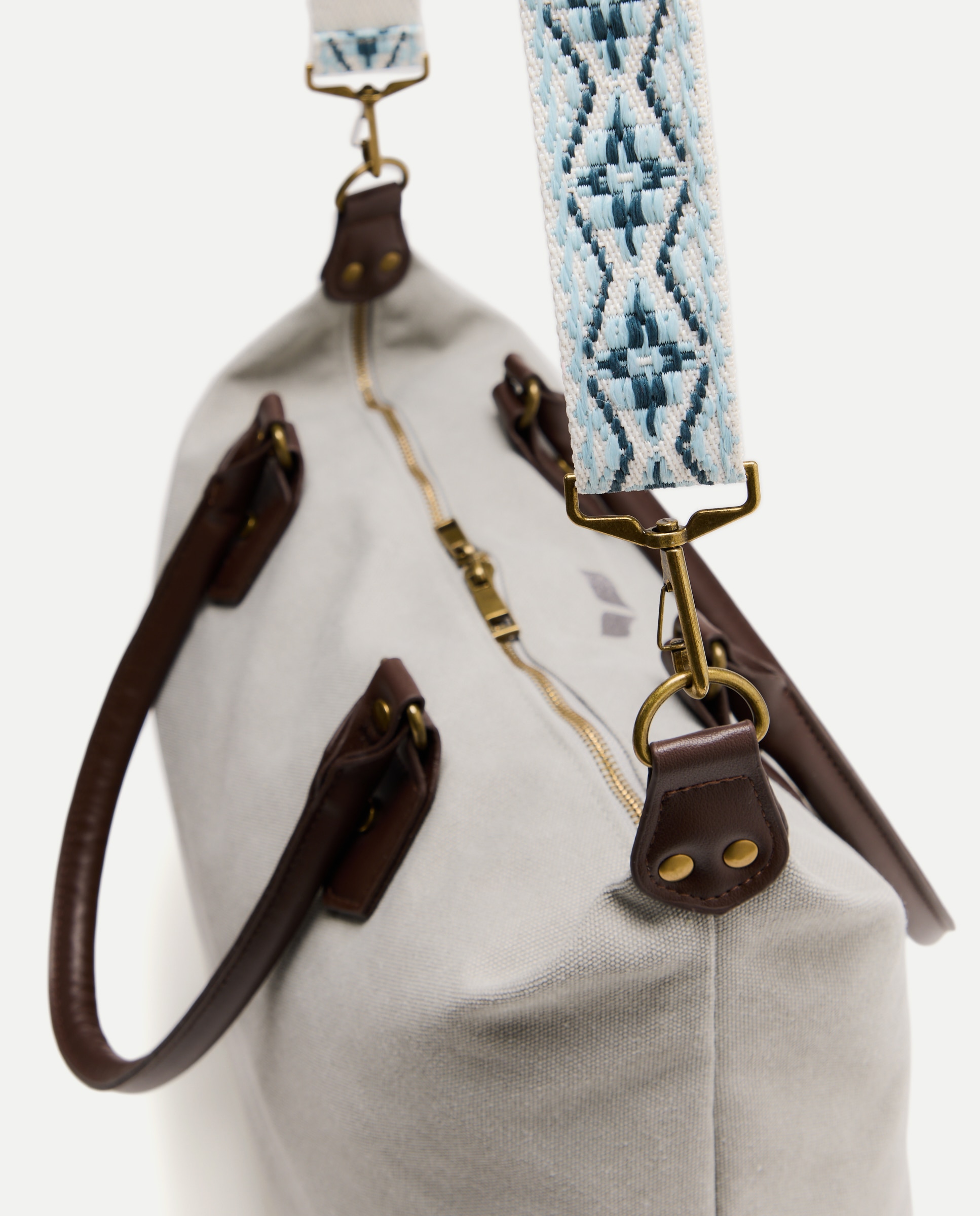 Mala Shopper de Algodão Cinzento-claro-3