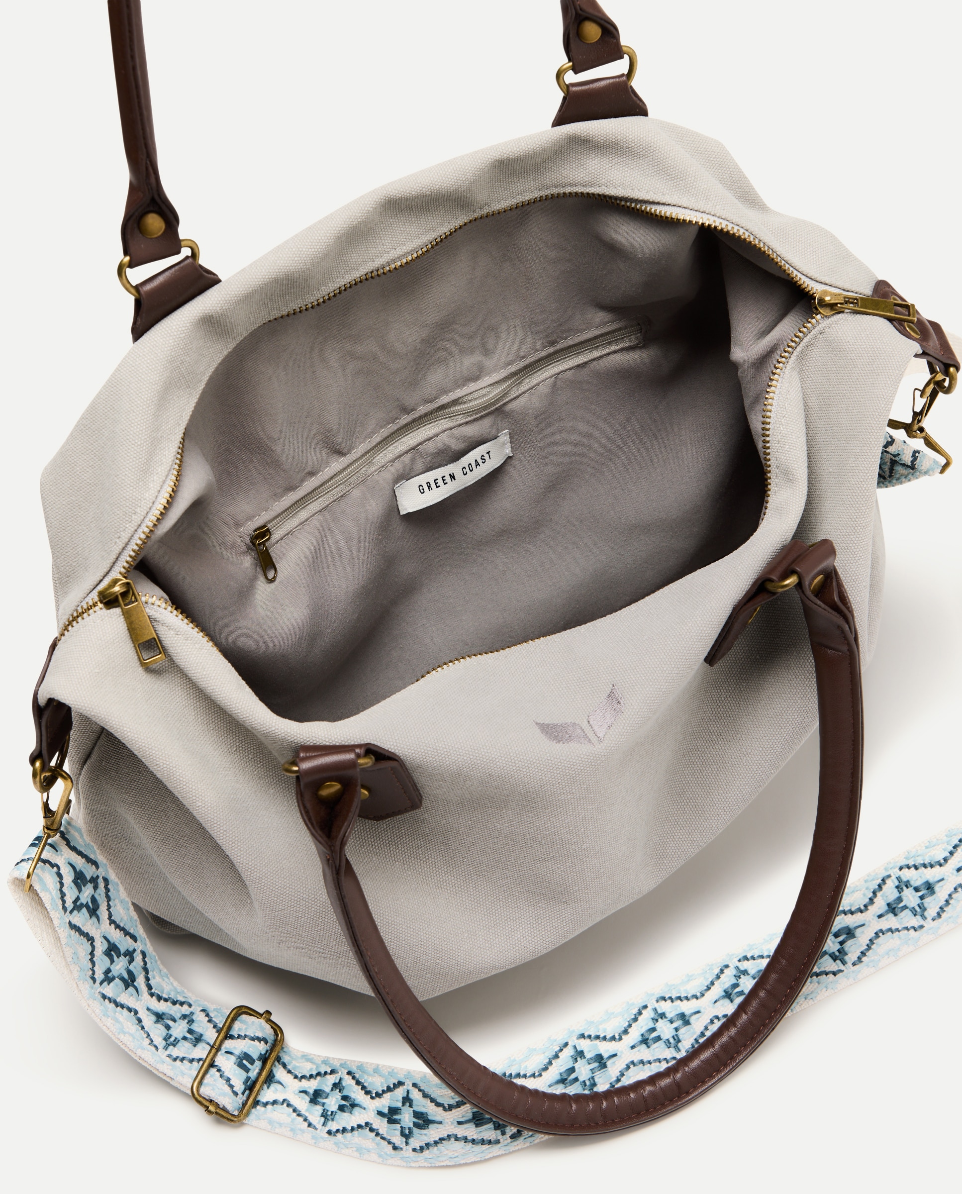 Mala Shopper de Algodão Cinzento-claro-5