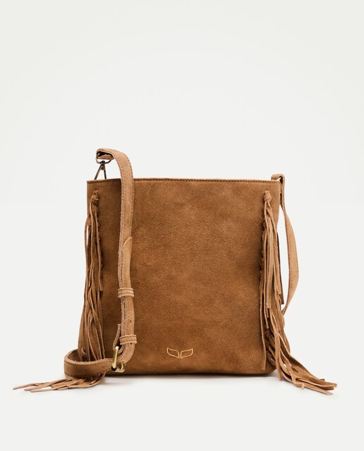 Bolso piel flecos mujer