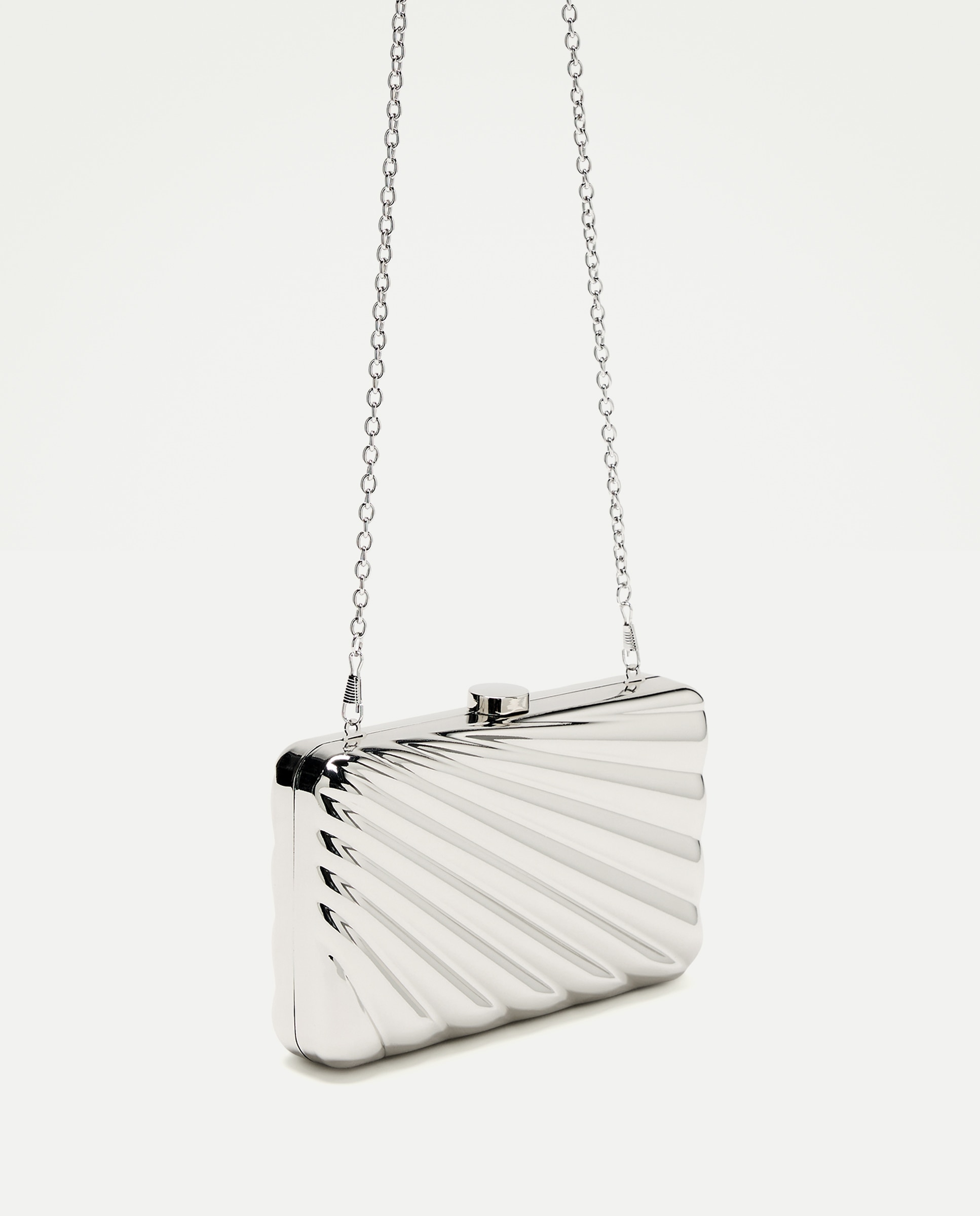 Mala Clutch Metálica Prata-6