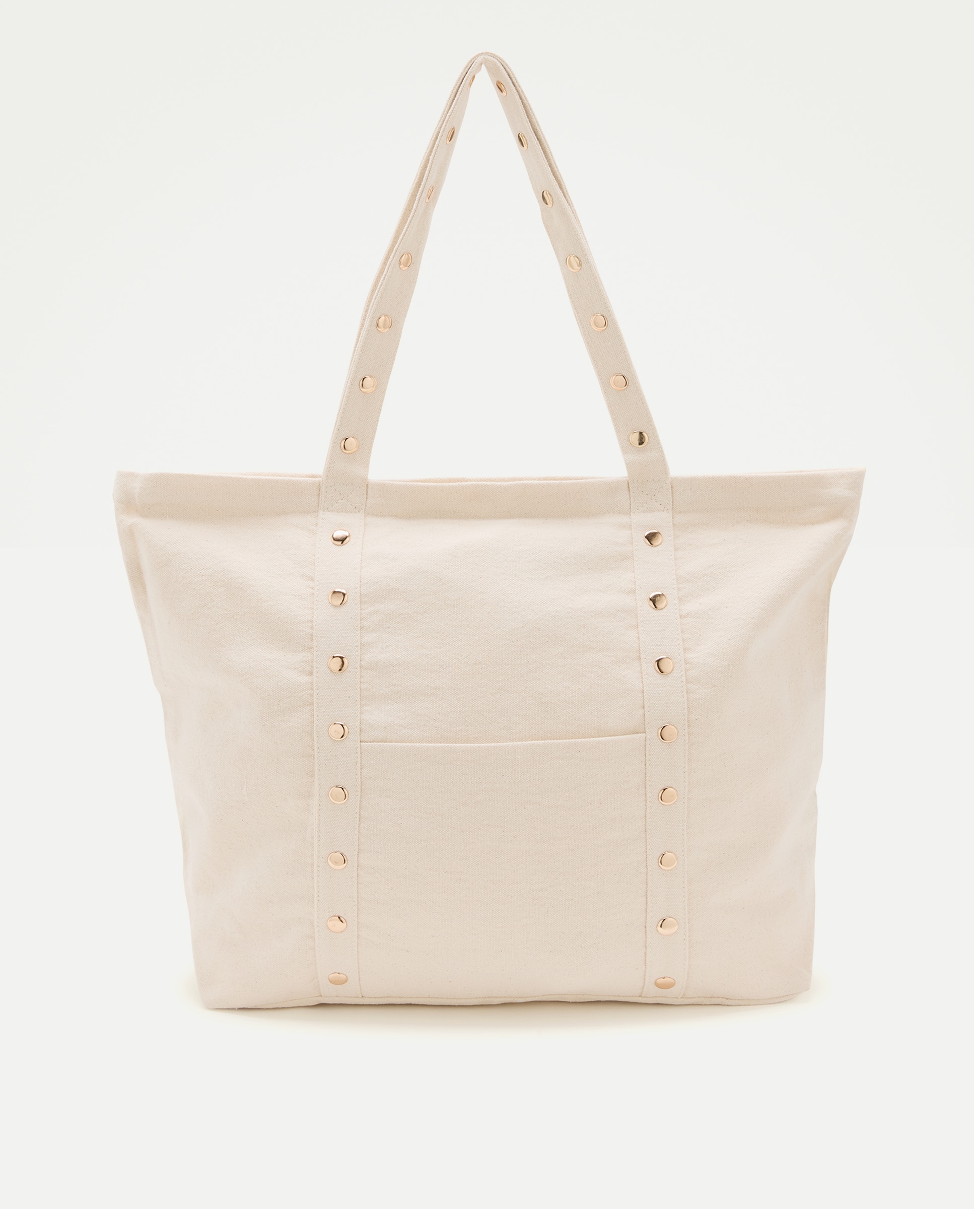 Mala Shopper de Algodão com Tachas 120 Cru-1