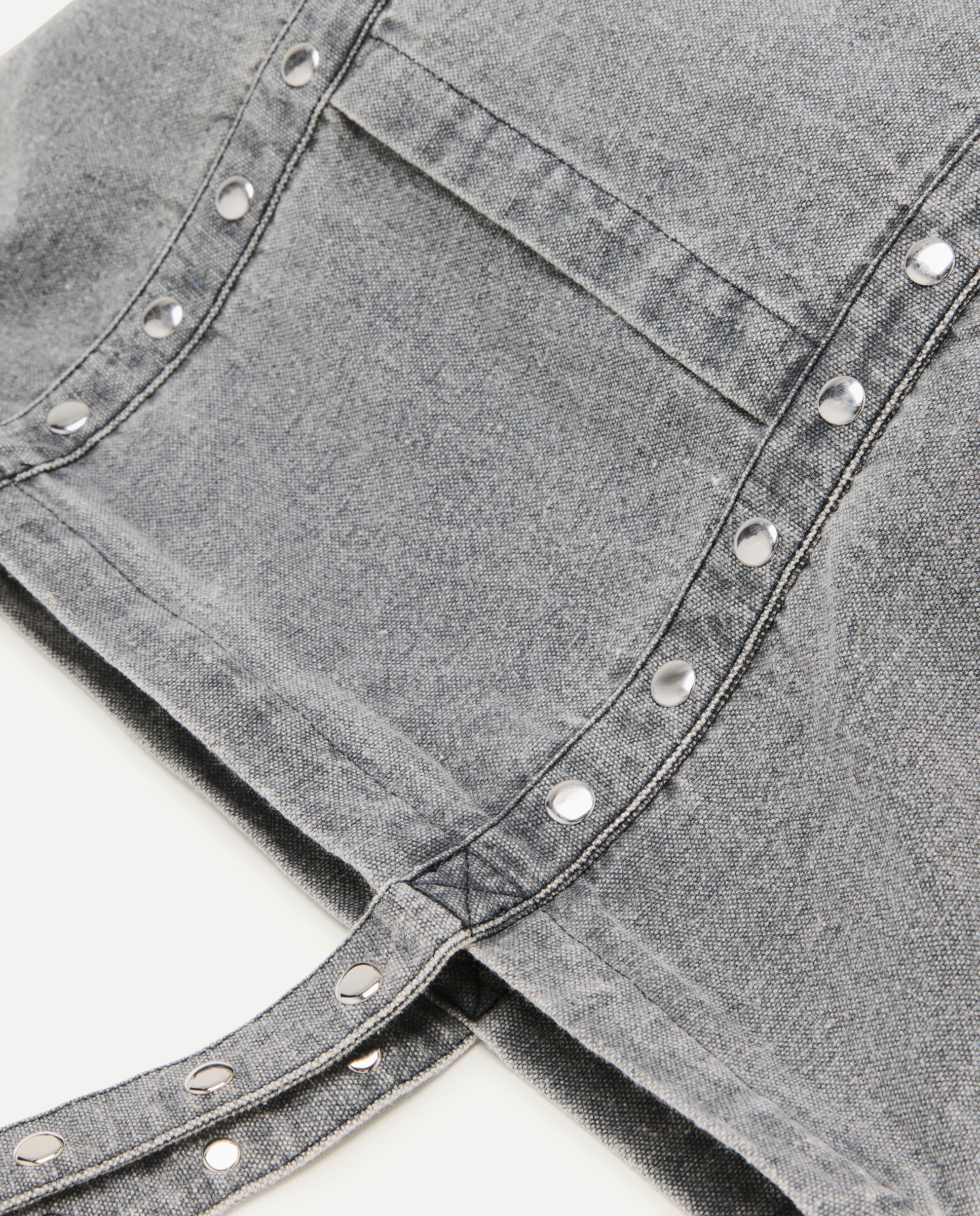 Mala Shopper de Algodão com Tachas 820 Cinzento Médio-4