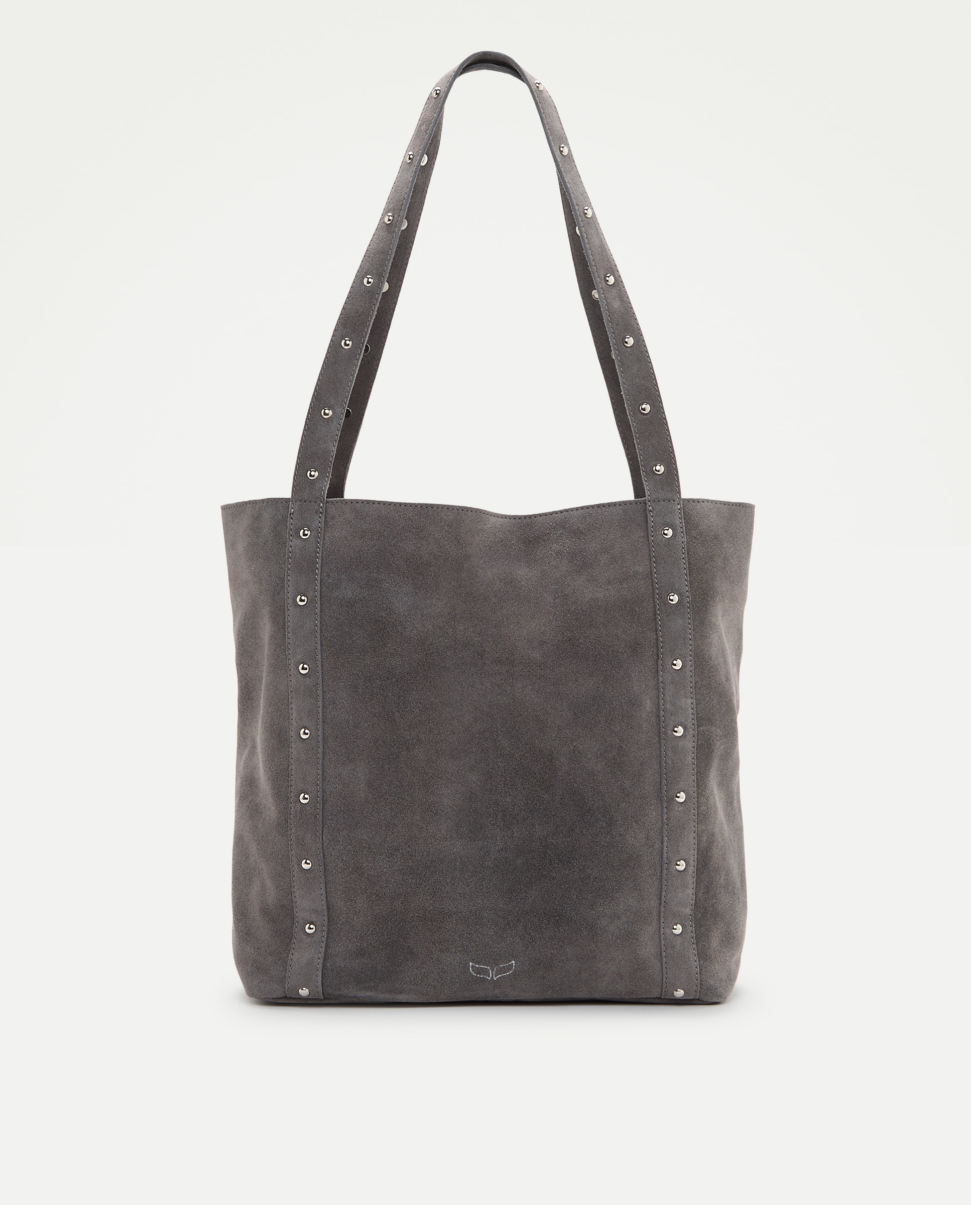 Mala Shopper em Pele com Tachas 820 Cinzento Médio-1